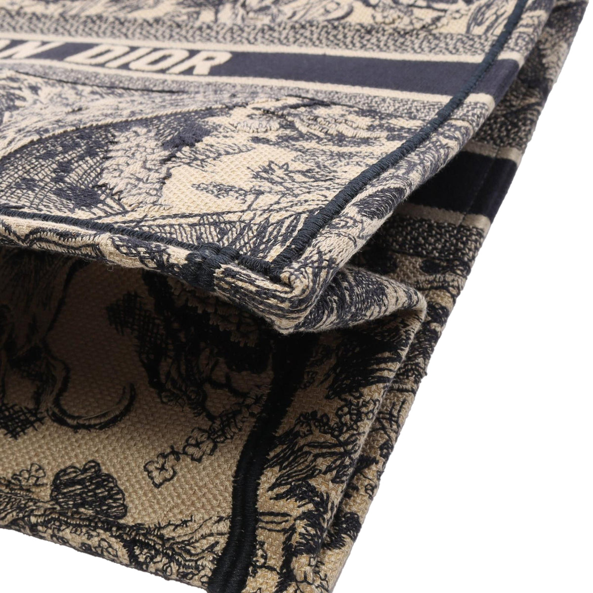 Dior Large Canvas Toile de Jouy Embroidered Book Tote — Beige