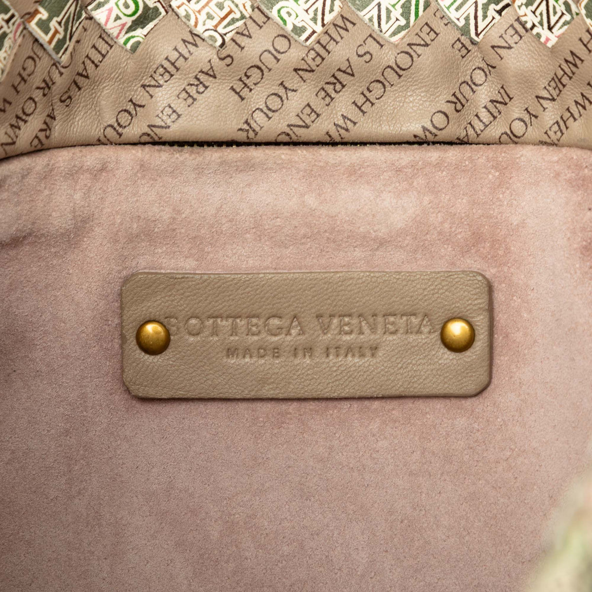 Bottega Veneta Small Printed Nappa Intrecciato Logo Lock Chain Tote — Brown