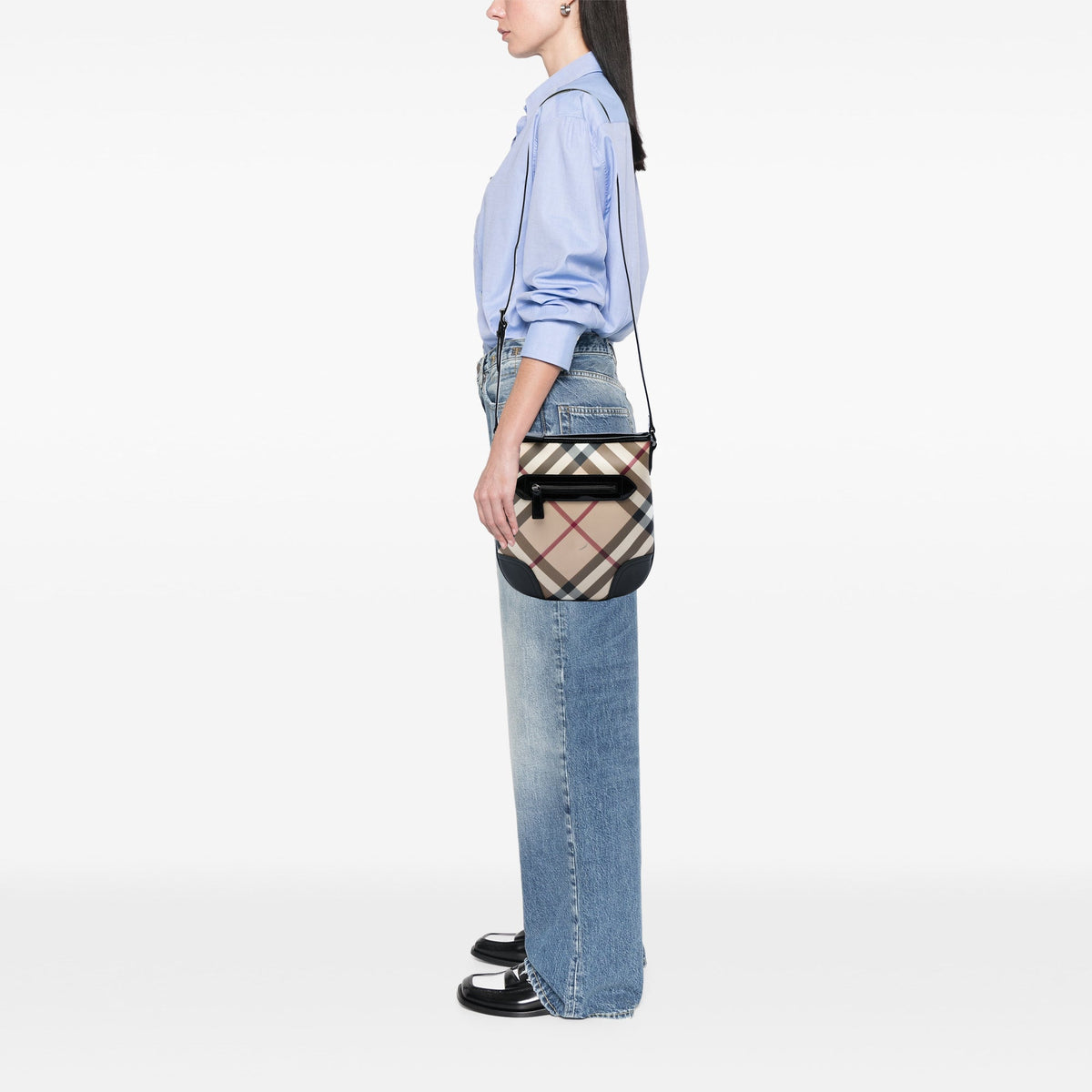 Burberry Supernova Check Coated Canvas Dryden Crossbody — Beige