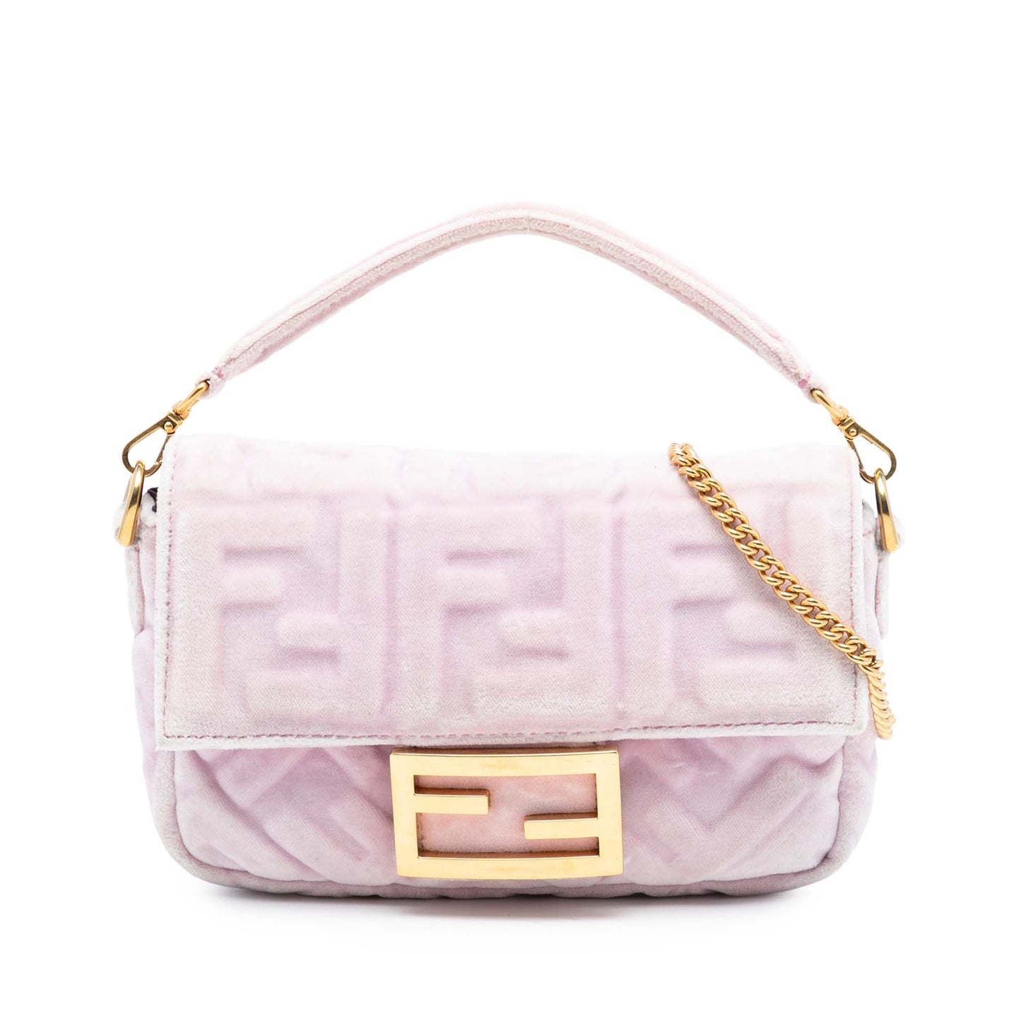 Fendi Mini Zucca Embossed Velvet Baguette Satchel
