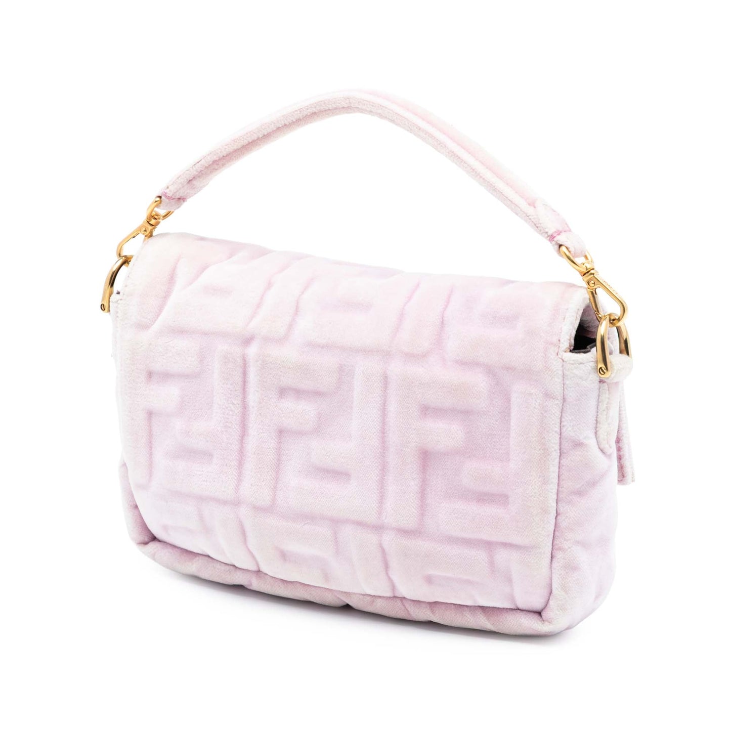 Fendi Mini Zucca Embossed Velvet Baguette Satchel