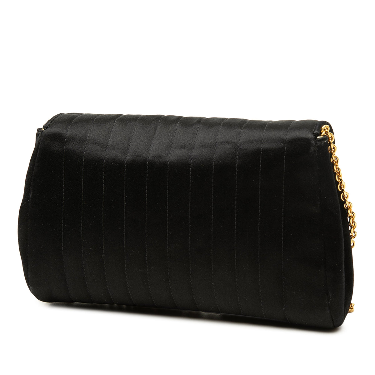 Chanel Mini Crystal Embellished CC Vertical Quilted Satin Evening Bag — Black