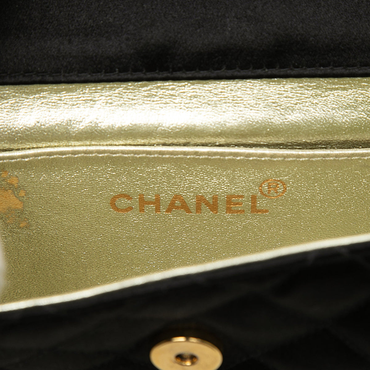 Chanel Mini Crystal Embellished CC Vertical Quilted Satin Evening Bag — Black