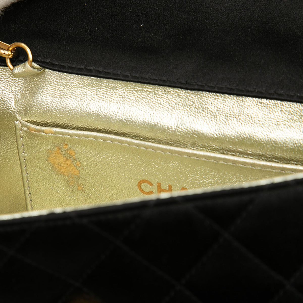 Chanel Mini Crystal Embellished CC Vertical Quilted Satin Evening Bag — Black
