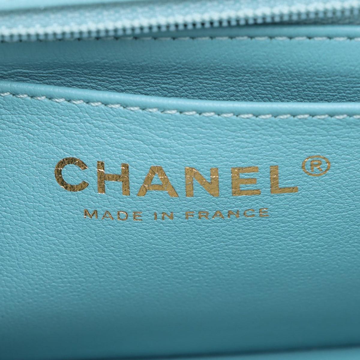 Chanel Mini Rectangular Classic Lambskin Top Handle Flap — Blue