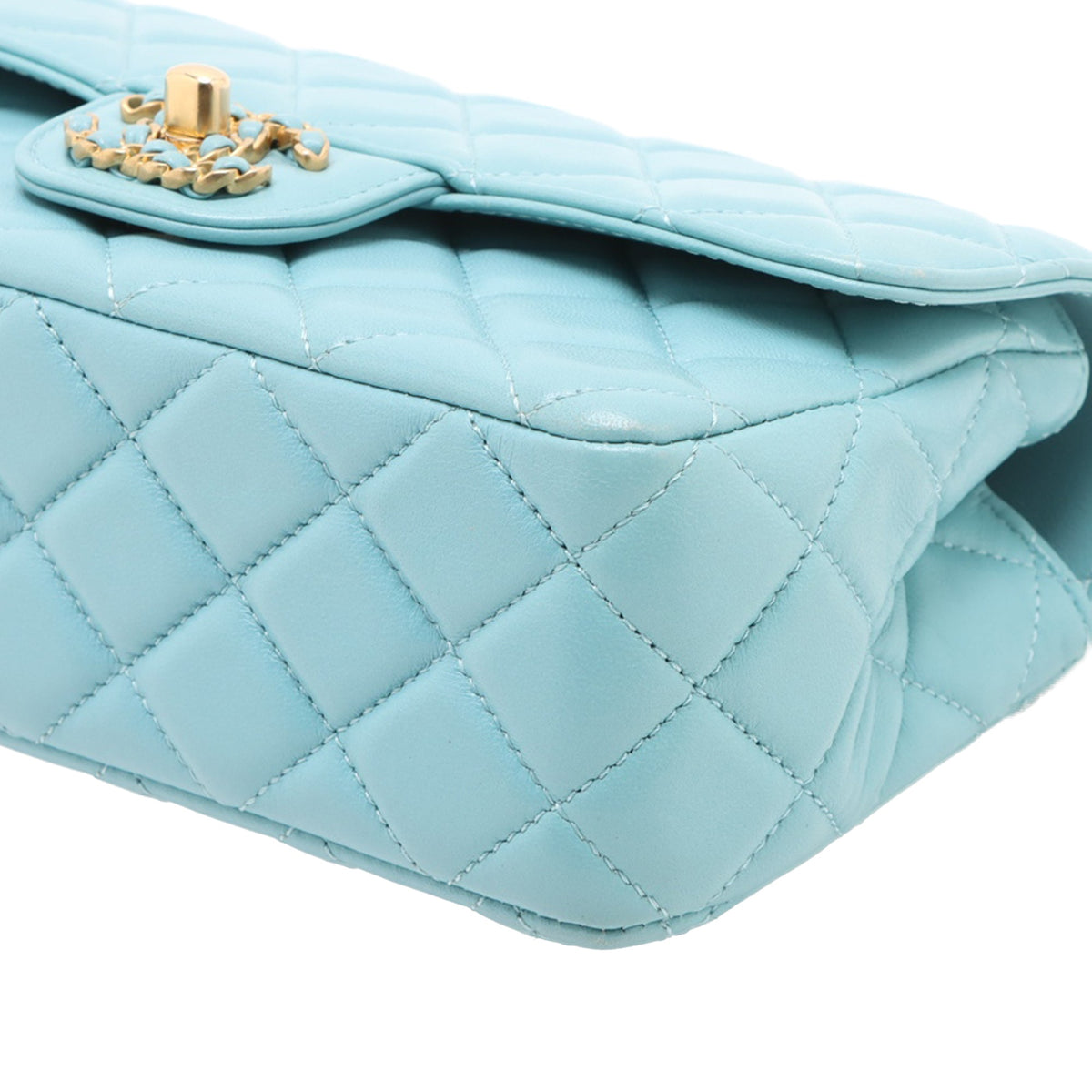 Chanel Mini Rectangular Classic Lambskin Top Handle Flap — Blue