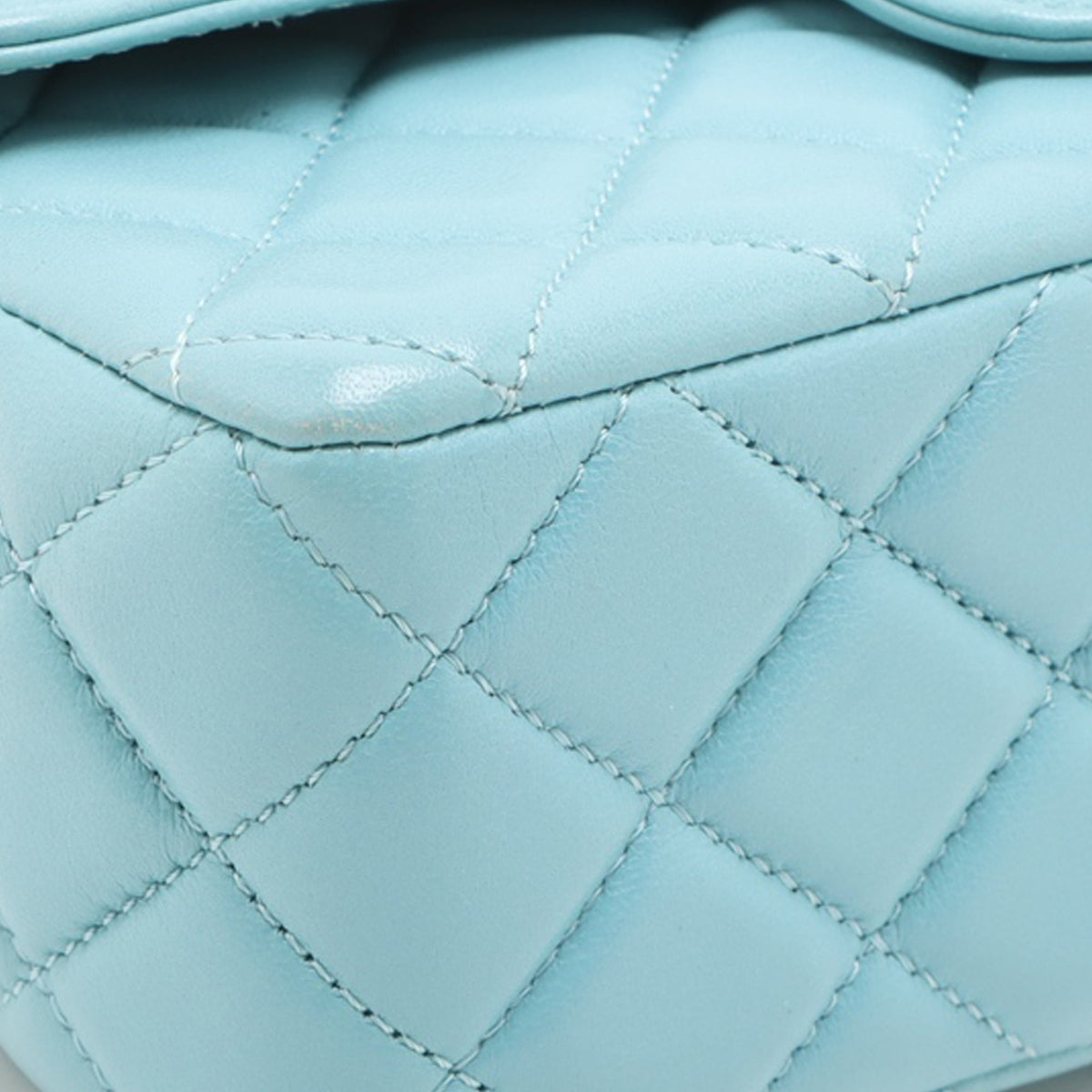 Chanel Mini Rectangular Classic Lambskin Top Handle Flap — Blue
