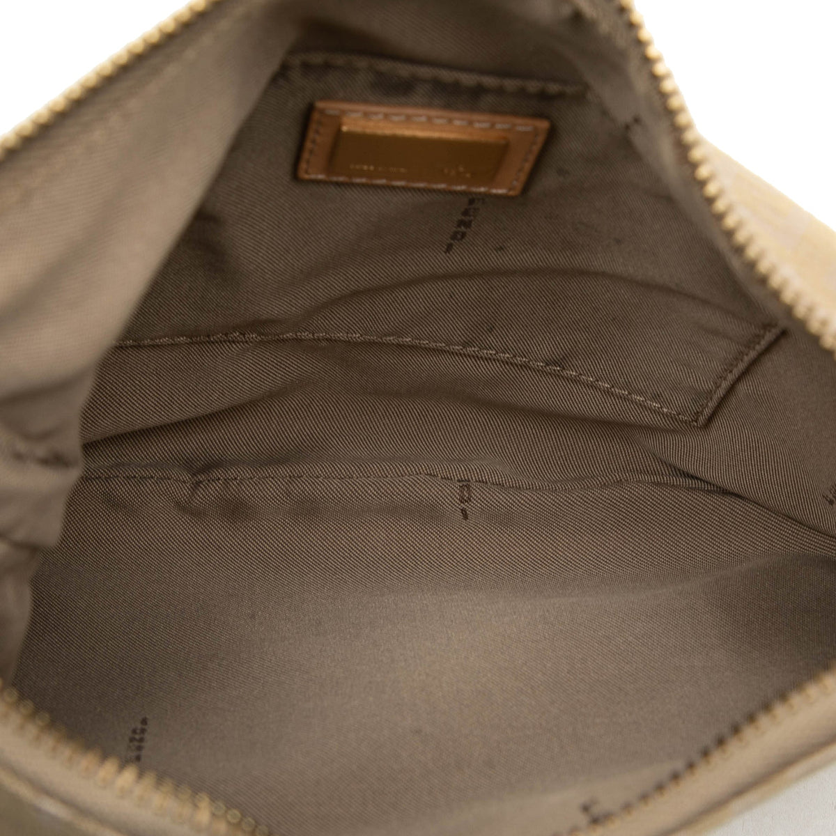 Fendi Zucchino Canvas Oyster Shoulder Bag — Beige