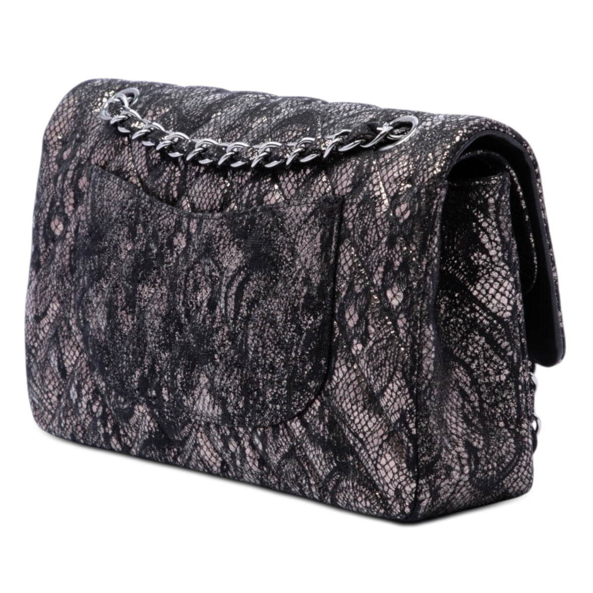 Chanel Medium Classic Metallic Goatskin and Lace Double Flap