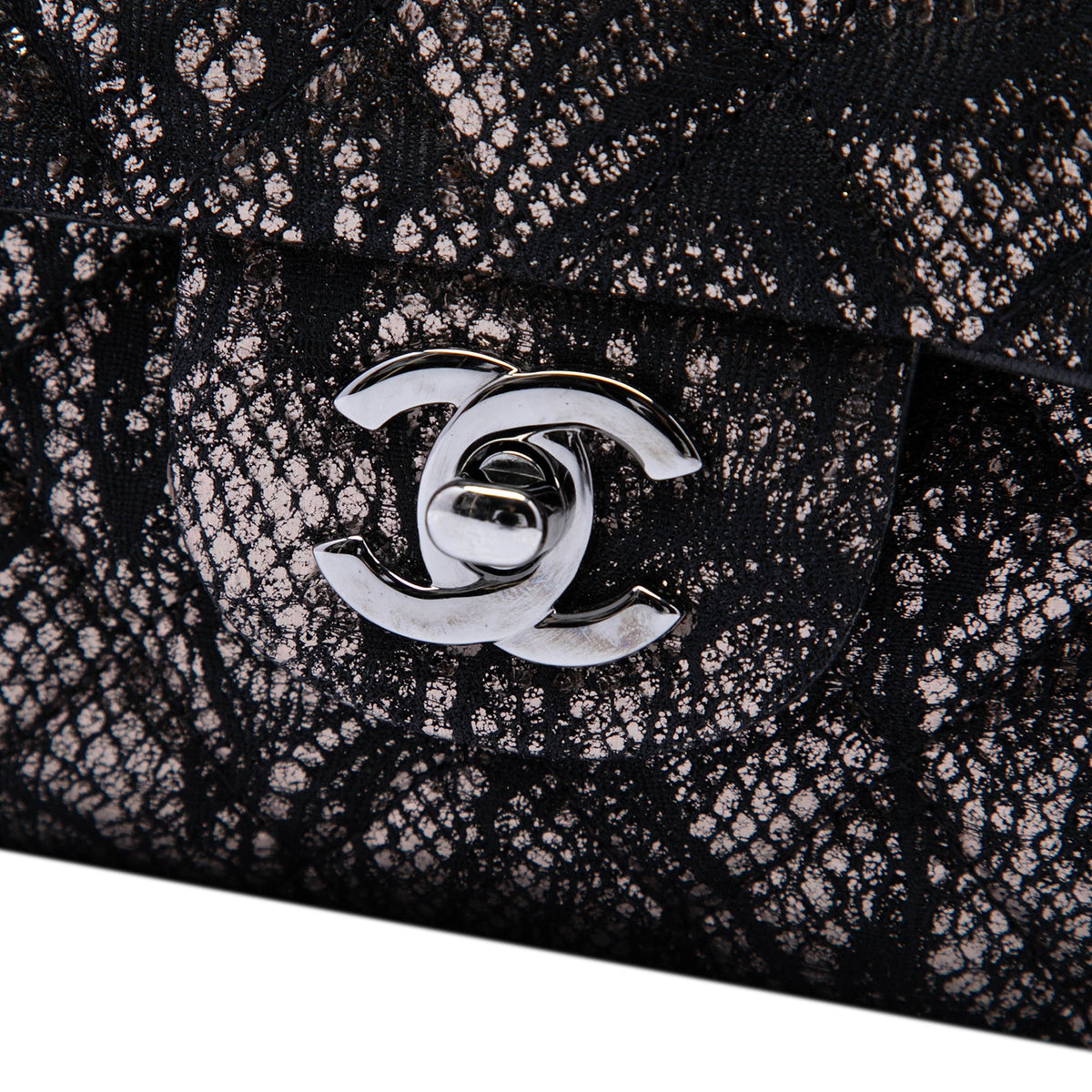 Chanel Medium Classic Metallic Goatskin and Lace Double Flap