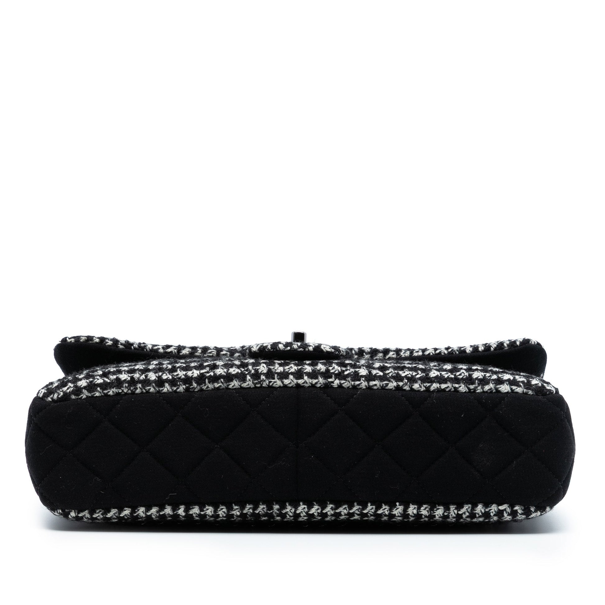 Chanel Jumbo CC Quilted Jersey and Tweed Chain Flap