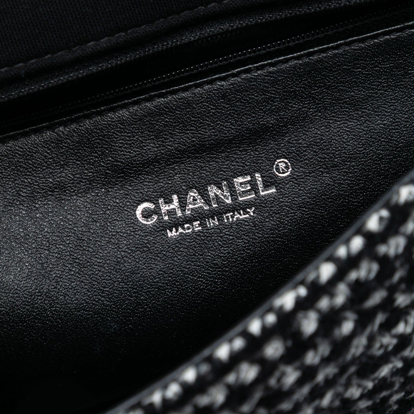 Chanel Jumbo CC Quilted Jersey and Tweed Chain Flap