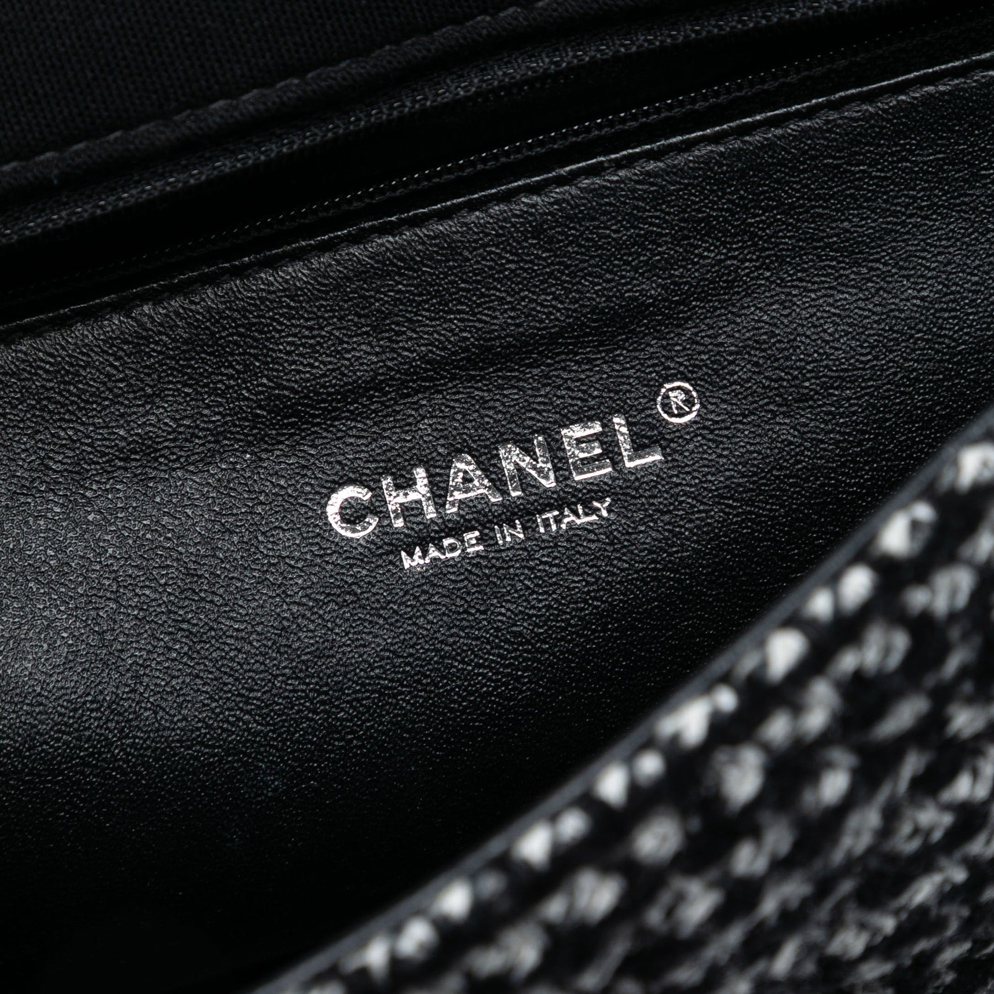 Chanel Jumbo CC Quilted Jersey and Tweed Chain Flap