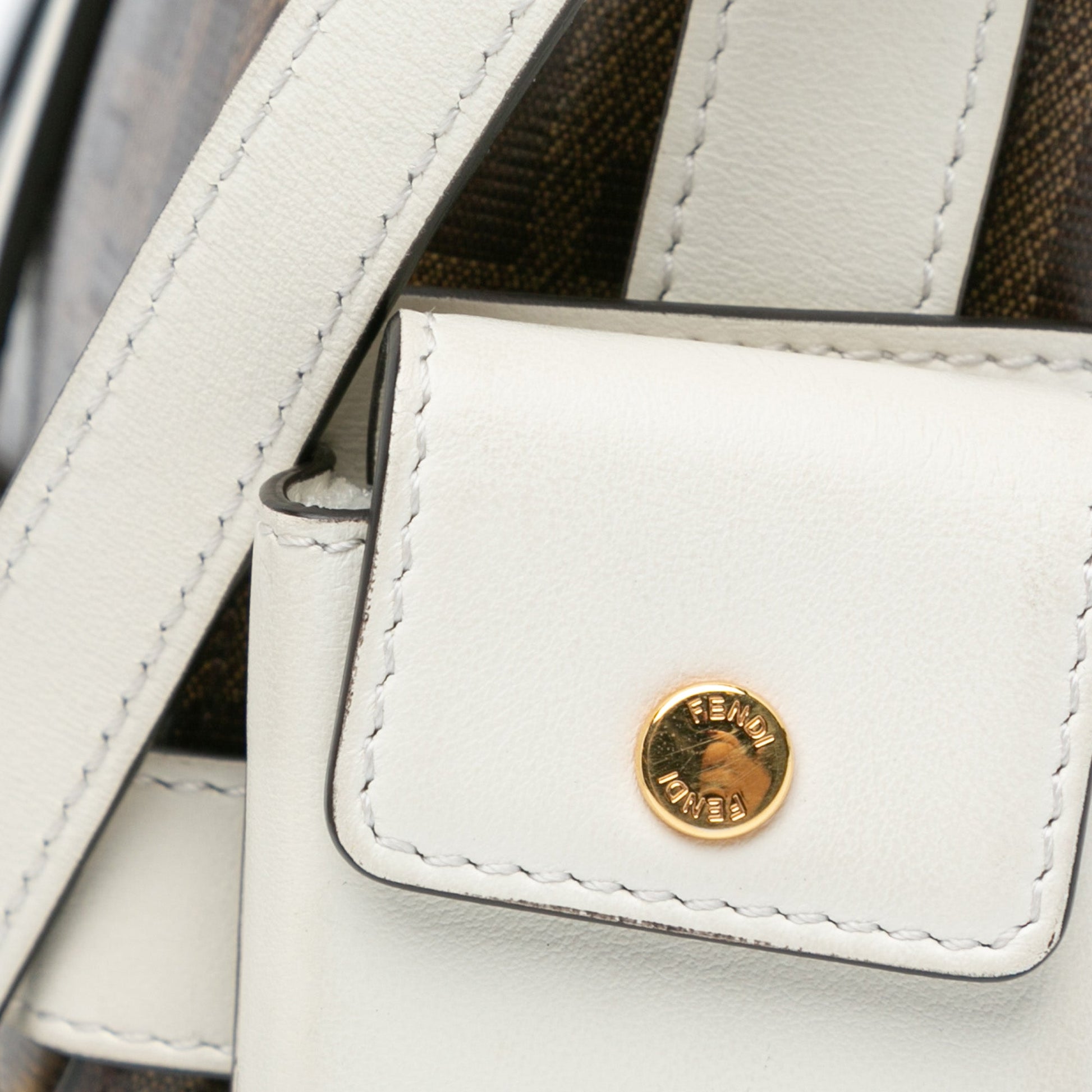 Fendi Zucca Glazed Fabric Cage Baguette Satchel