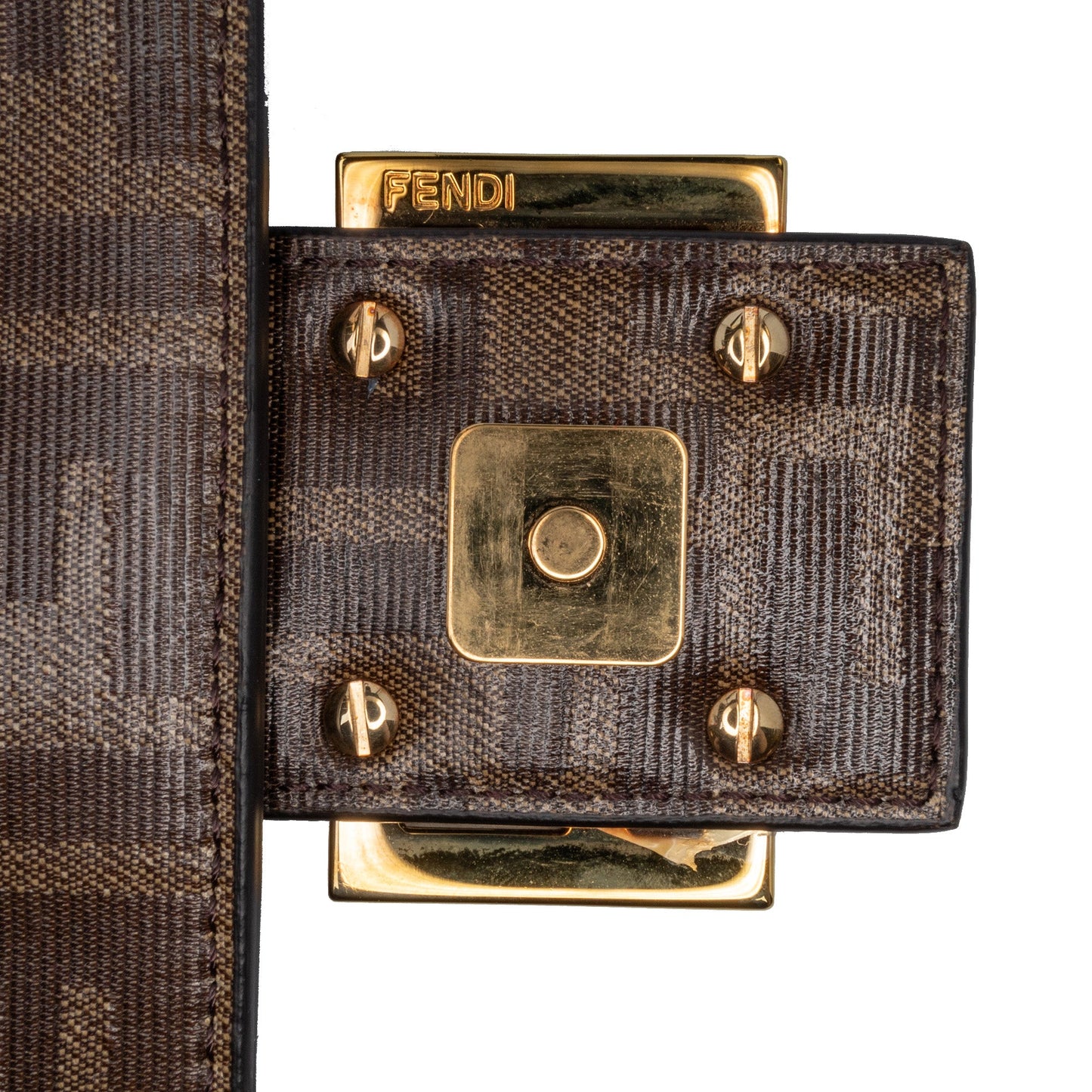 Fendi Zucca Glazed Fabric Cage Baguette Satchel