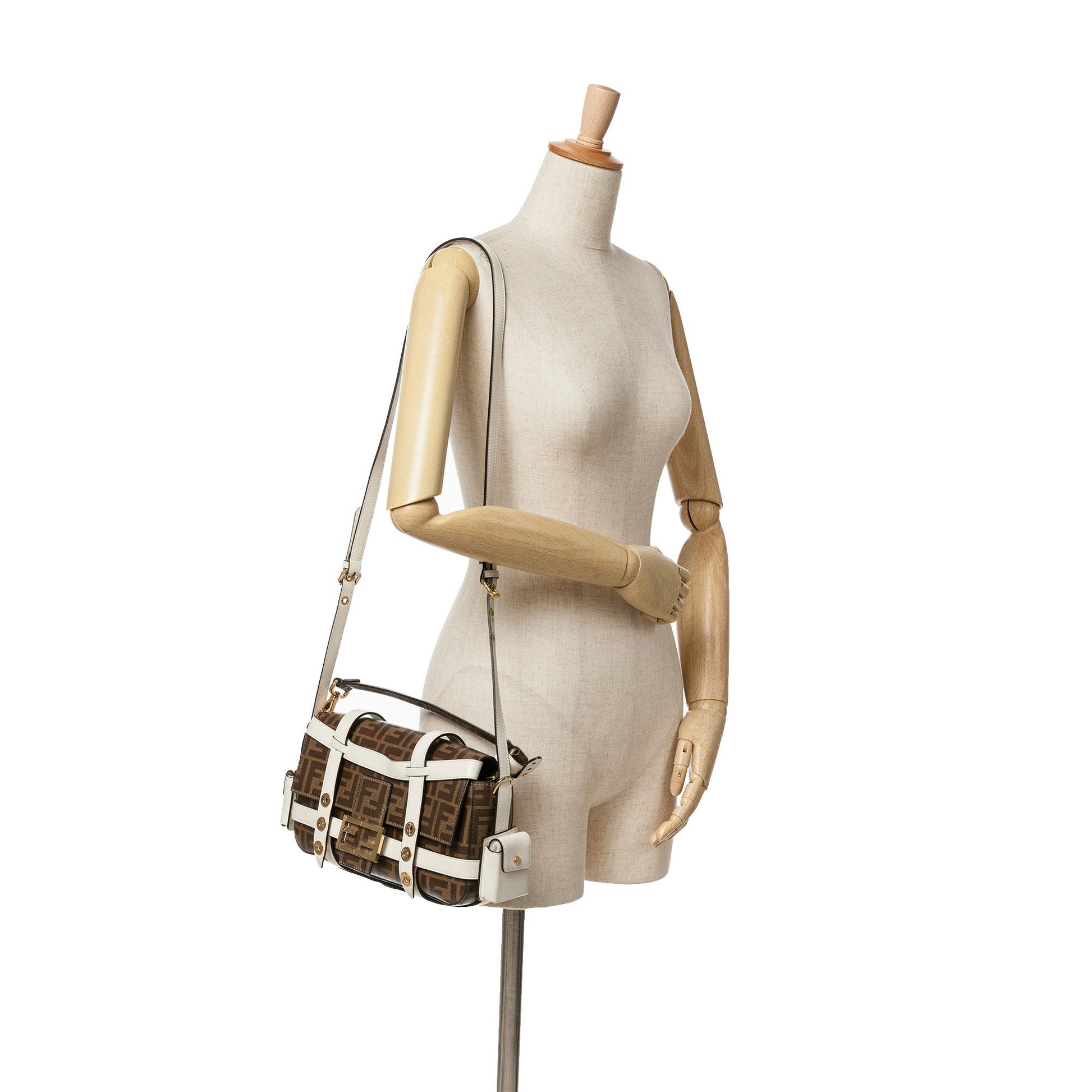 Fendi Zucca Glazed Fabric Cage Baguette Satchel