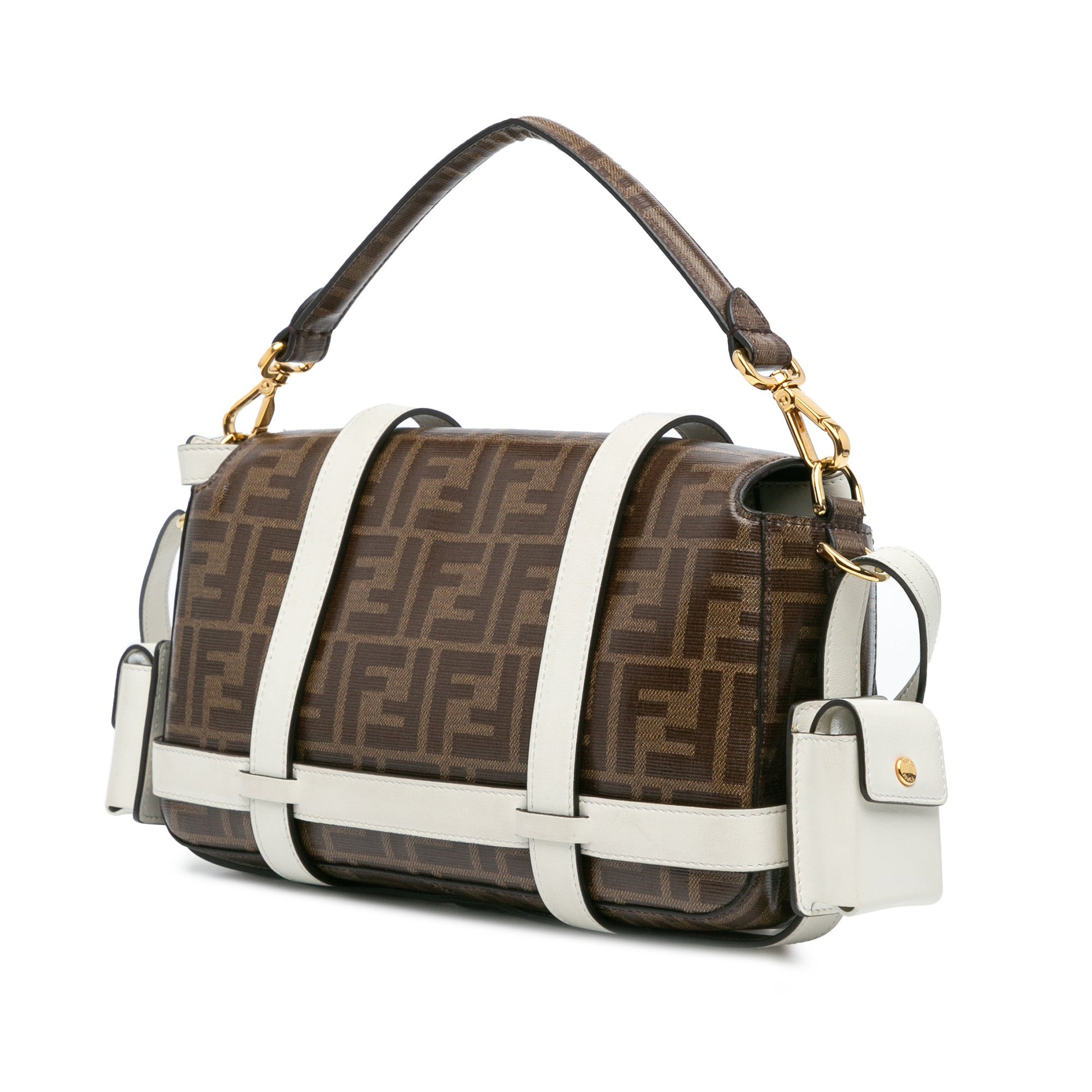 Fendi Zucca Glazed Fabric Cage Baguette Satchel