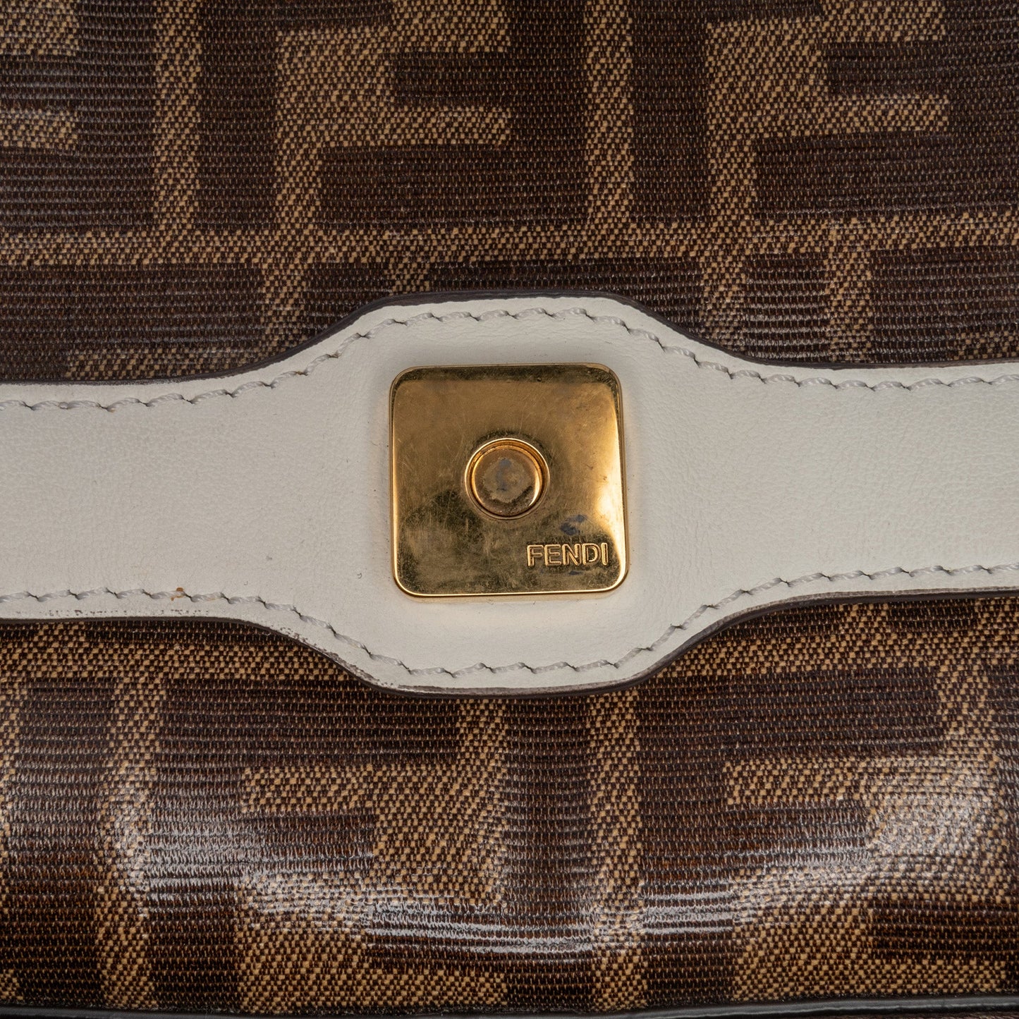 Fendi Zucca Glazed Fabric Cage Baguette Satchel
