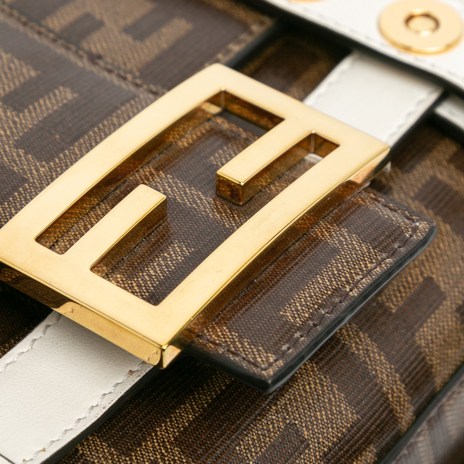 Fendi Zucca Glazed Fabric Cage Baguette Satchel