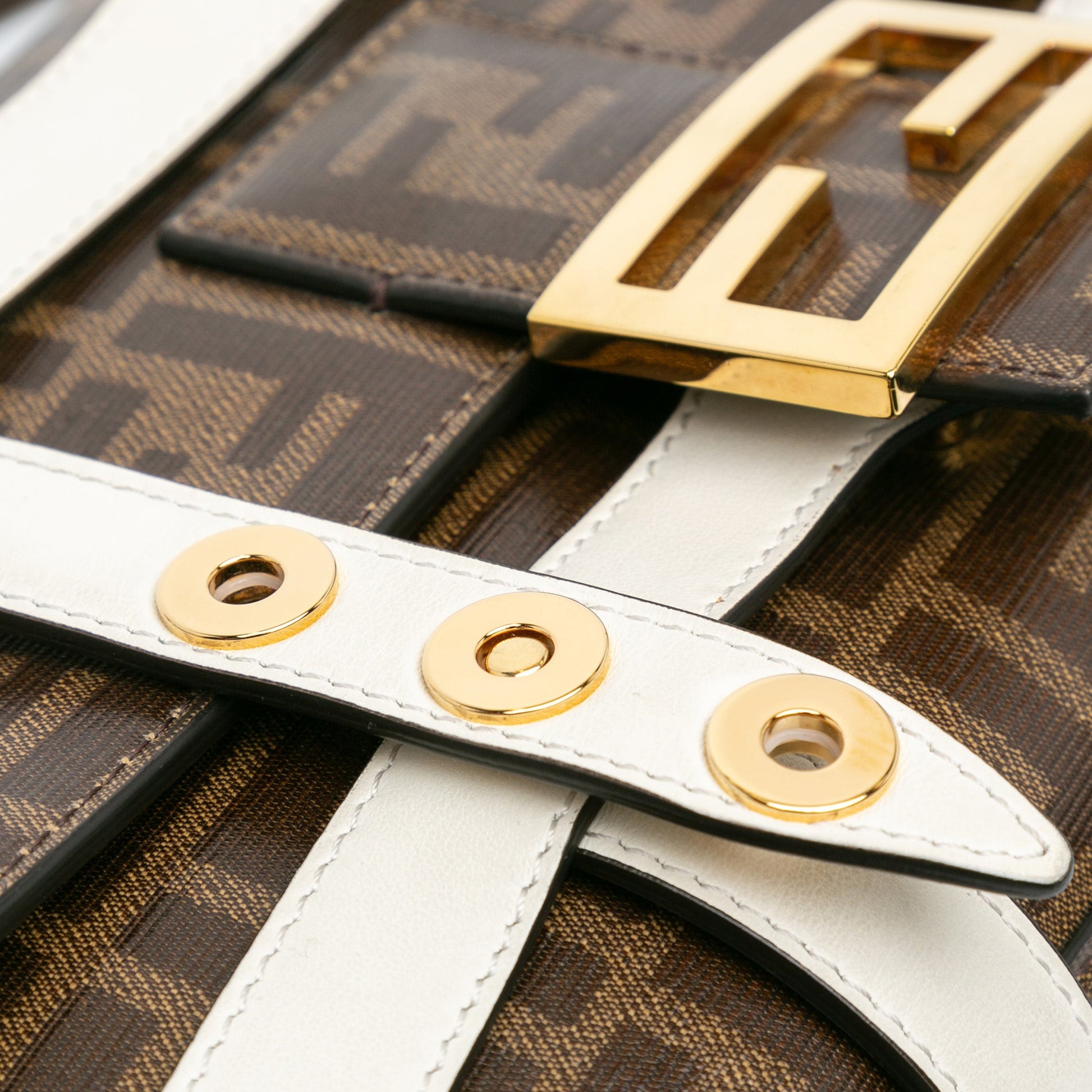 Fendi Zucca Glazed Fabric Cage Baguette Satchel
