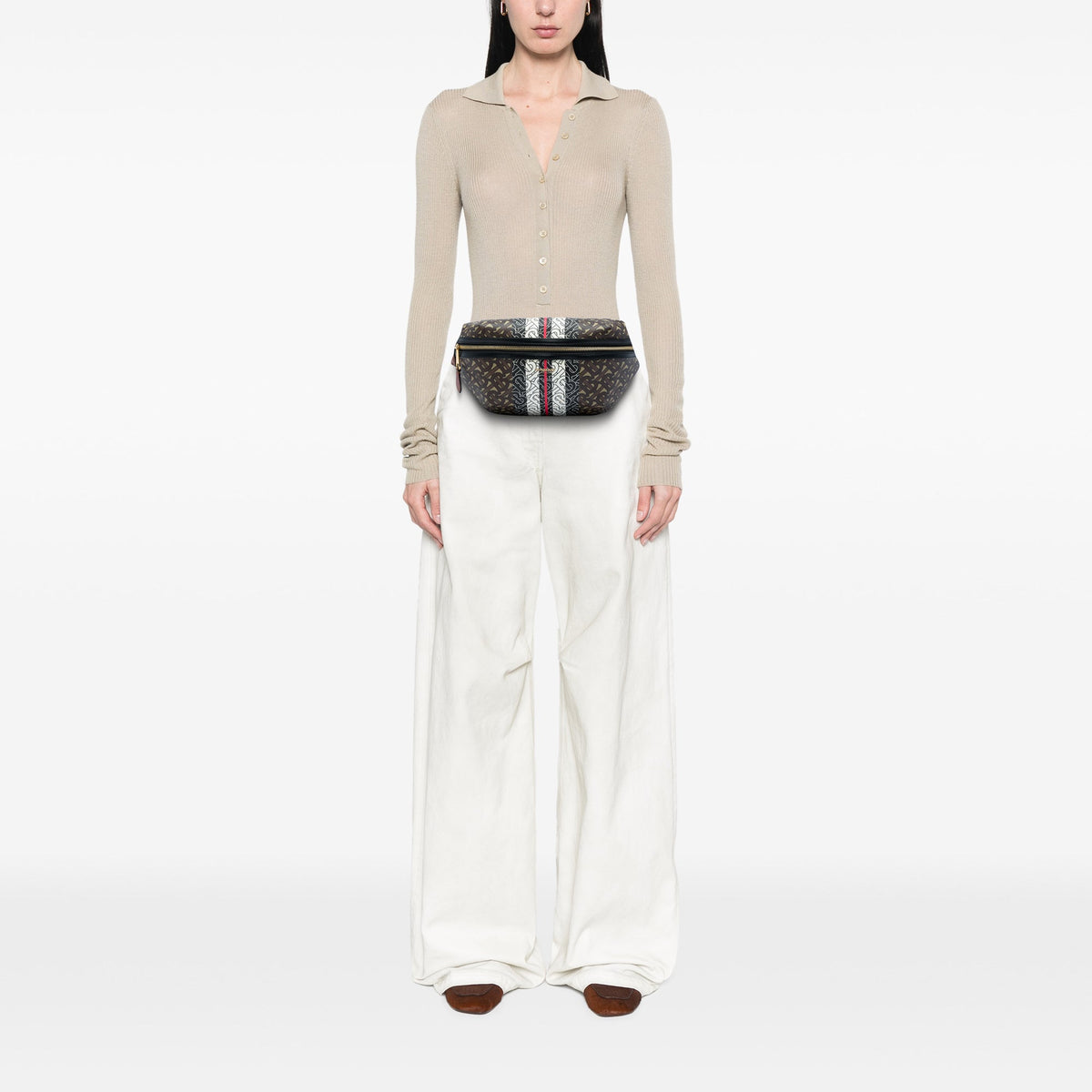 Burberry TB Monogram E Canvas Stripe Sonny Belt Bag