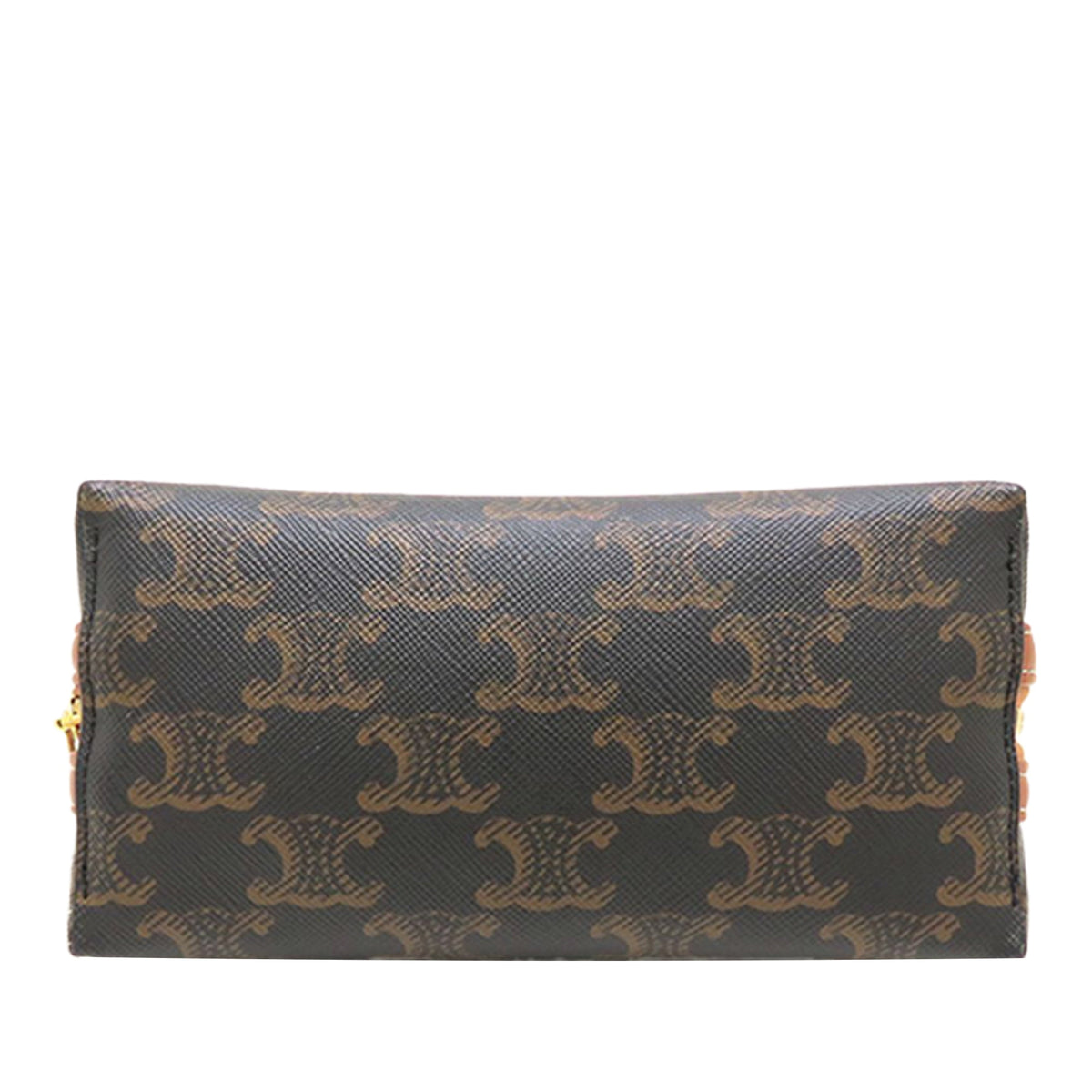 Celine Triomphe Coated Canvas Clutch On Chain — Brown