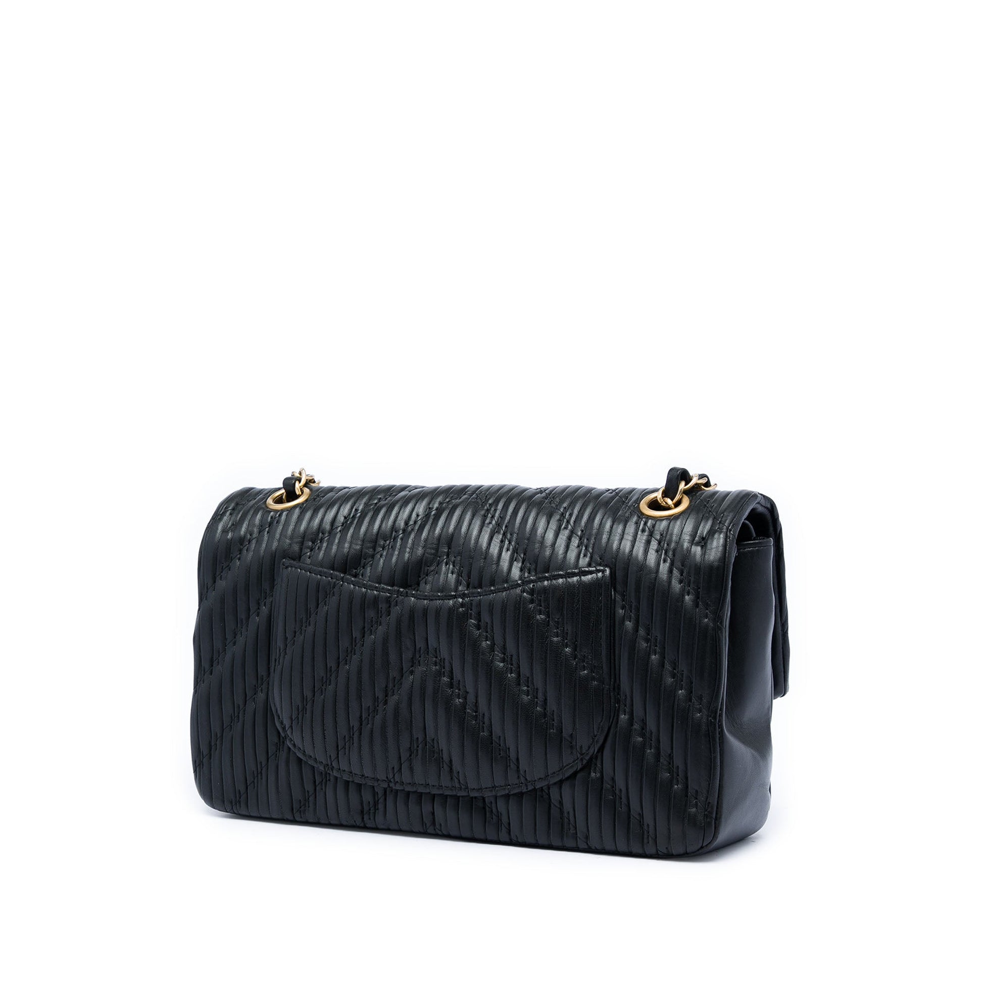 Chanel Medium Classic Chevron Calfskin Pleated Double Flap