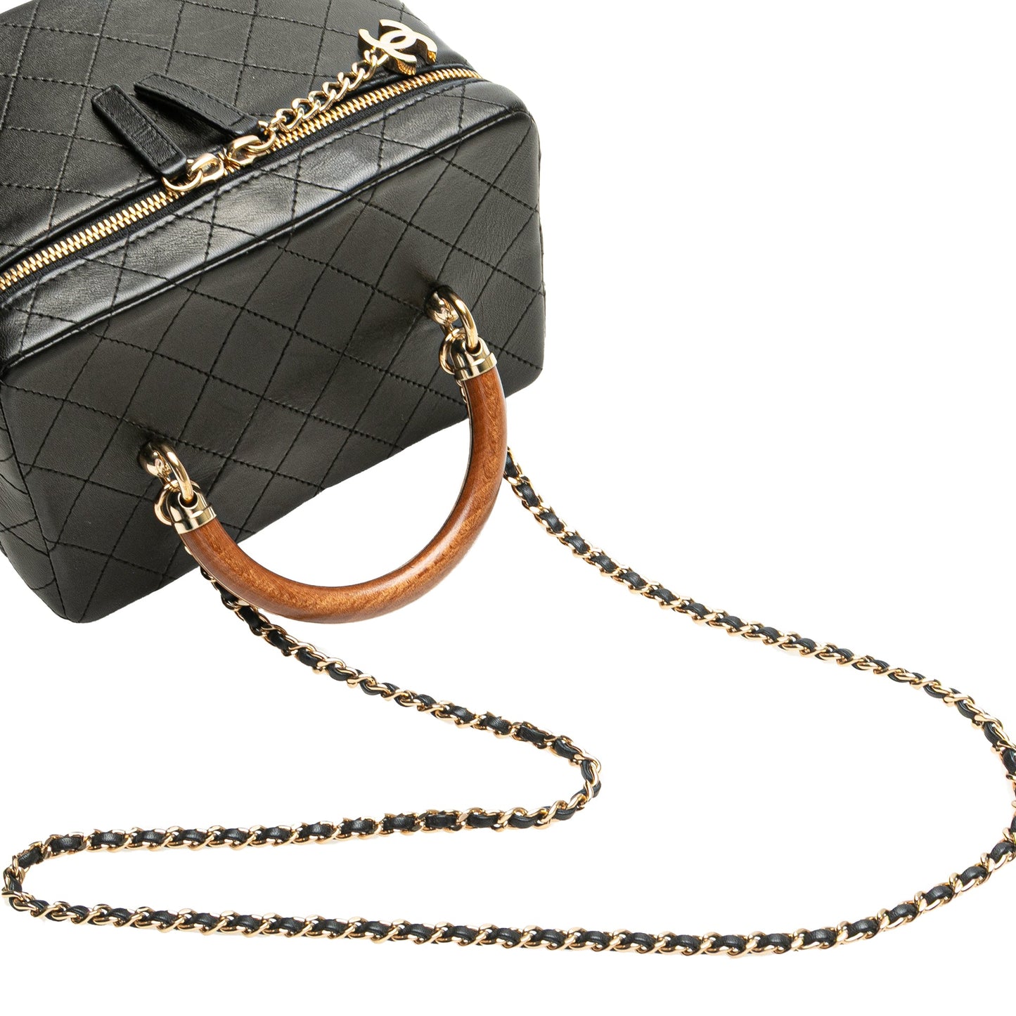 Chanel Large Quilted Lambskin Knock On Wood Vanity Case