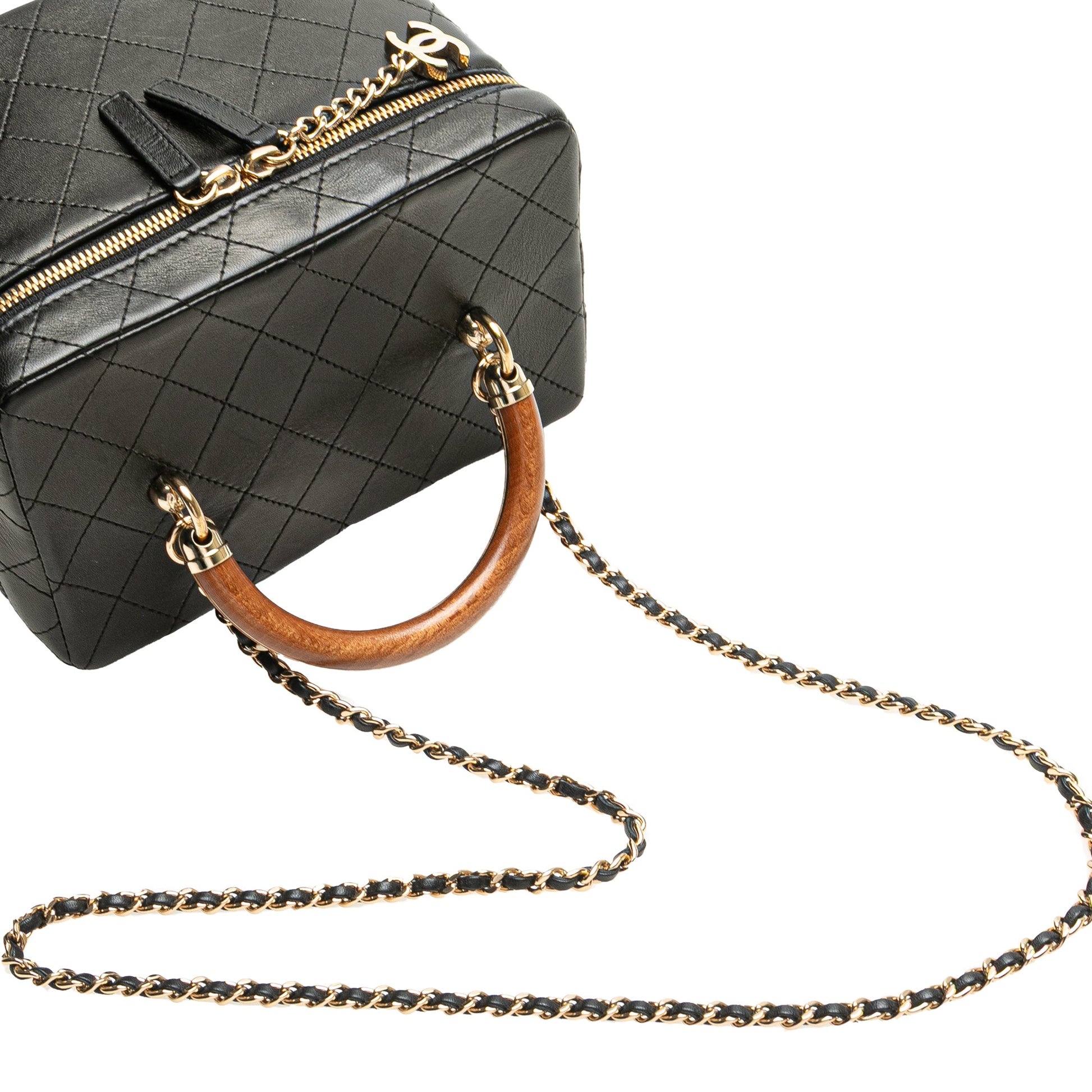 Chanel Large Quilted Lambskin Knock On Wood Vanity Case