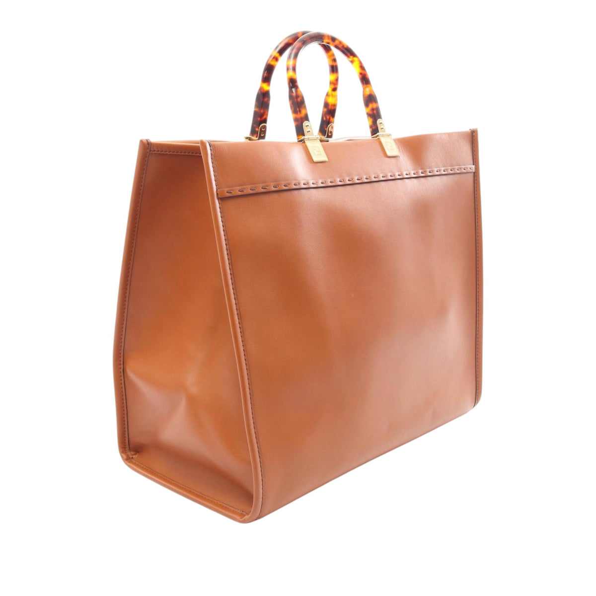 Fendi Large Leather Sunshine Shopper Tote — Brown
