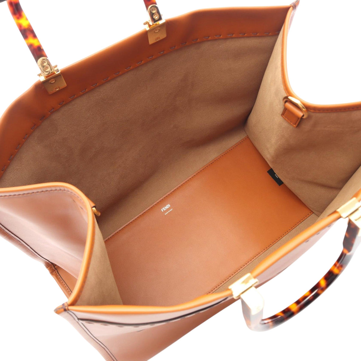 Fendi Large Leather Sunshine Shopper Tote — Brown