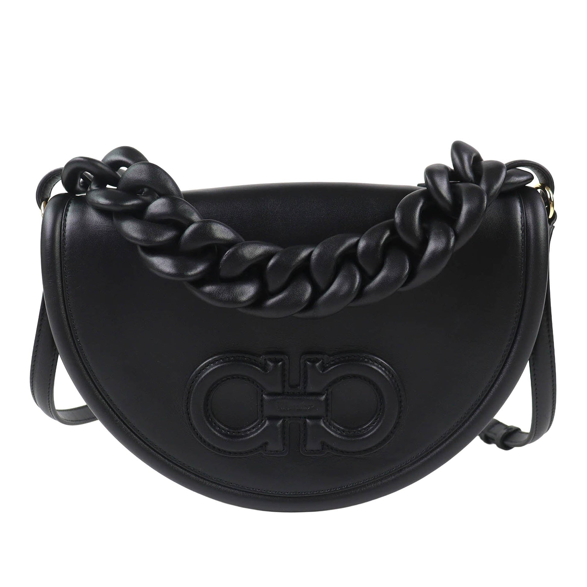 Ferragamo Calfskin Aura Crescent Satchel