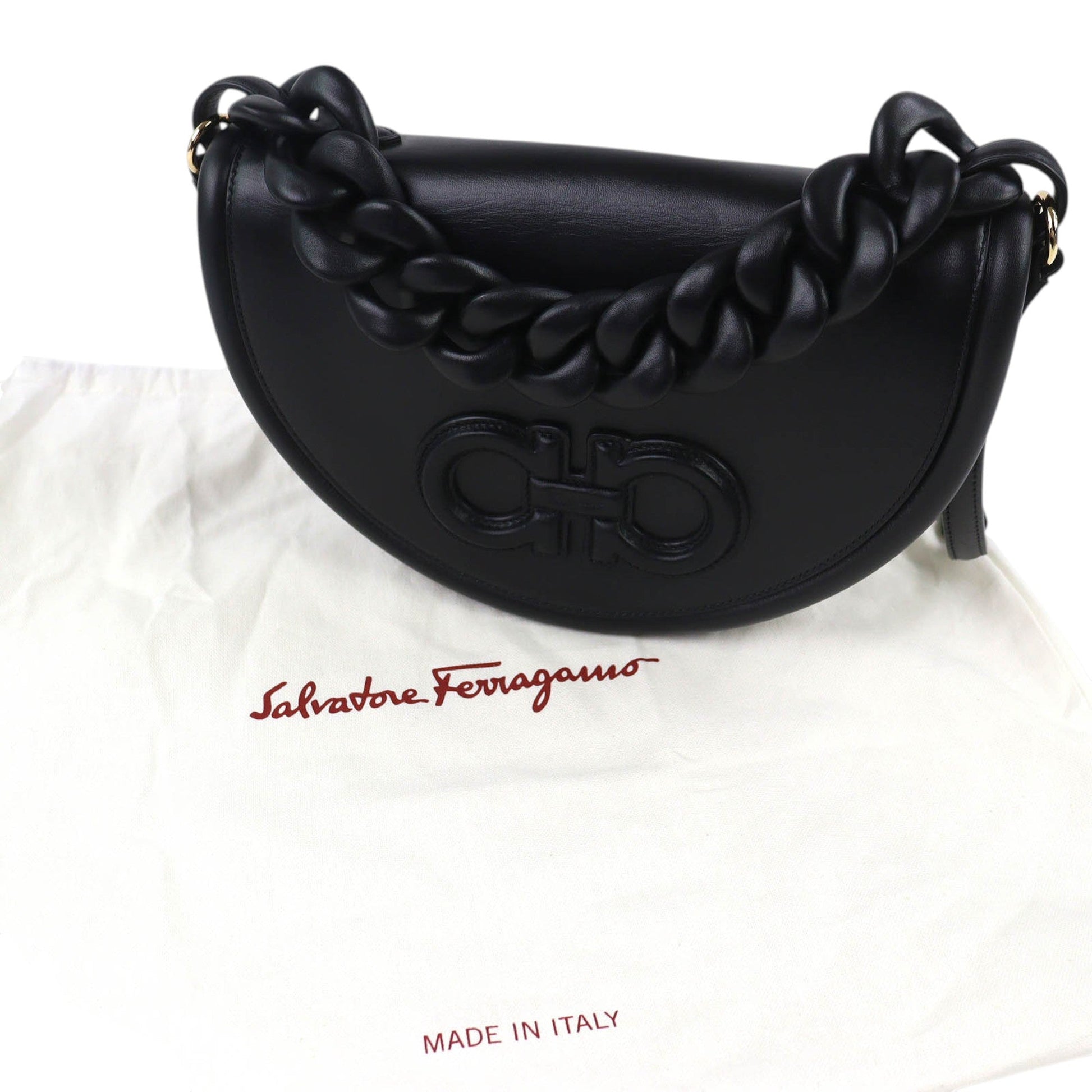 Ferragamo Calfskin Aura Crescent Satchel