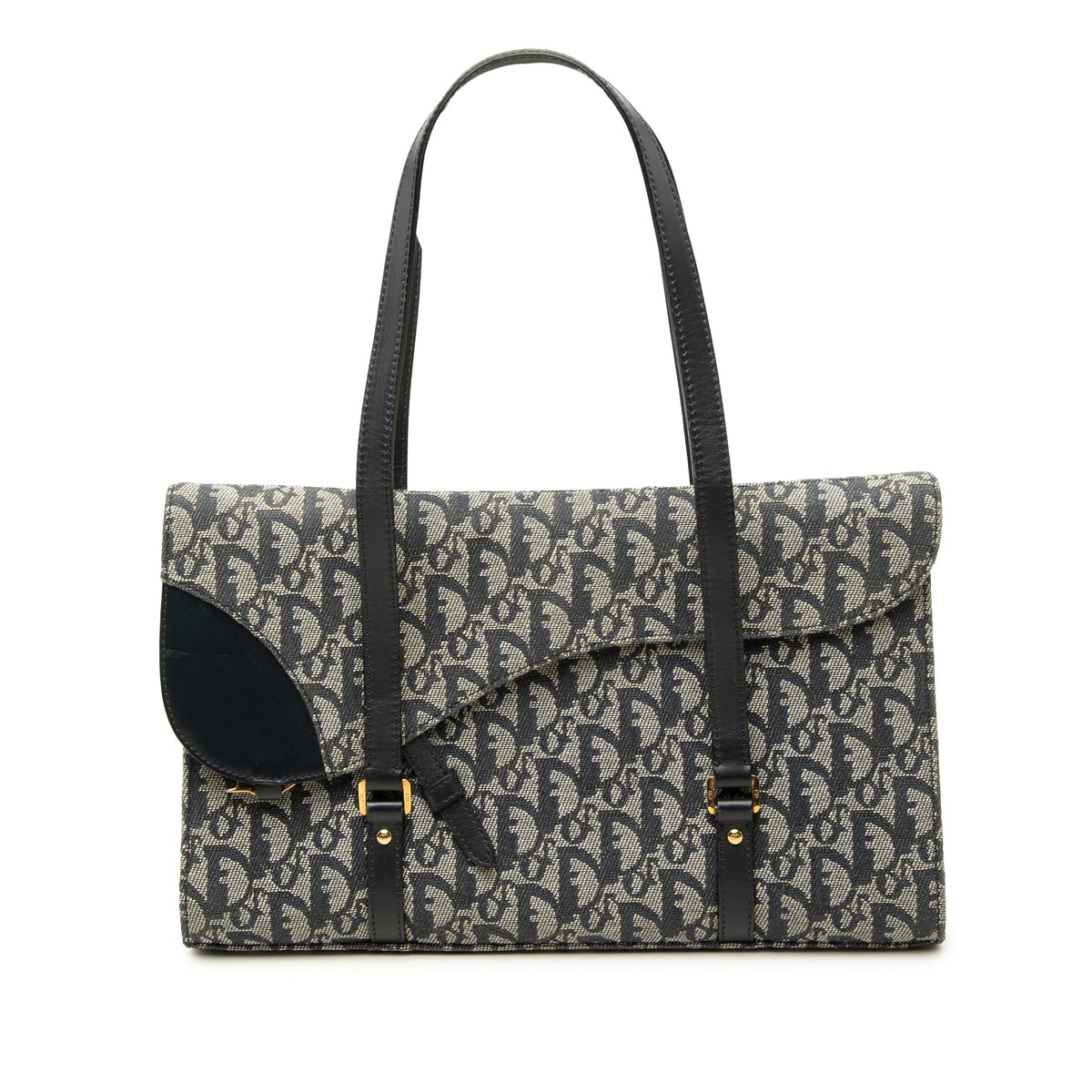 Dior Diorissimo Trotter Canvas Saddle Shoulder Bag — Blue