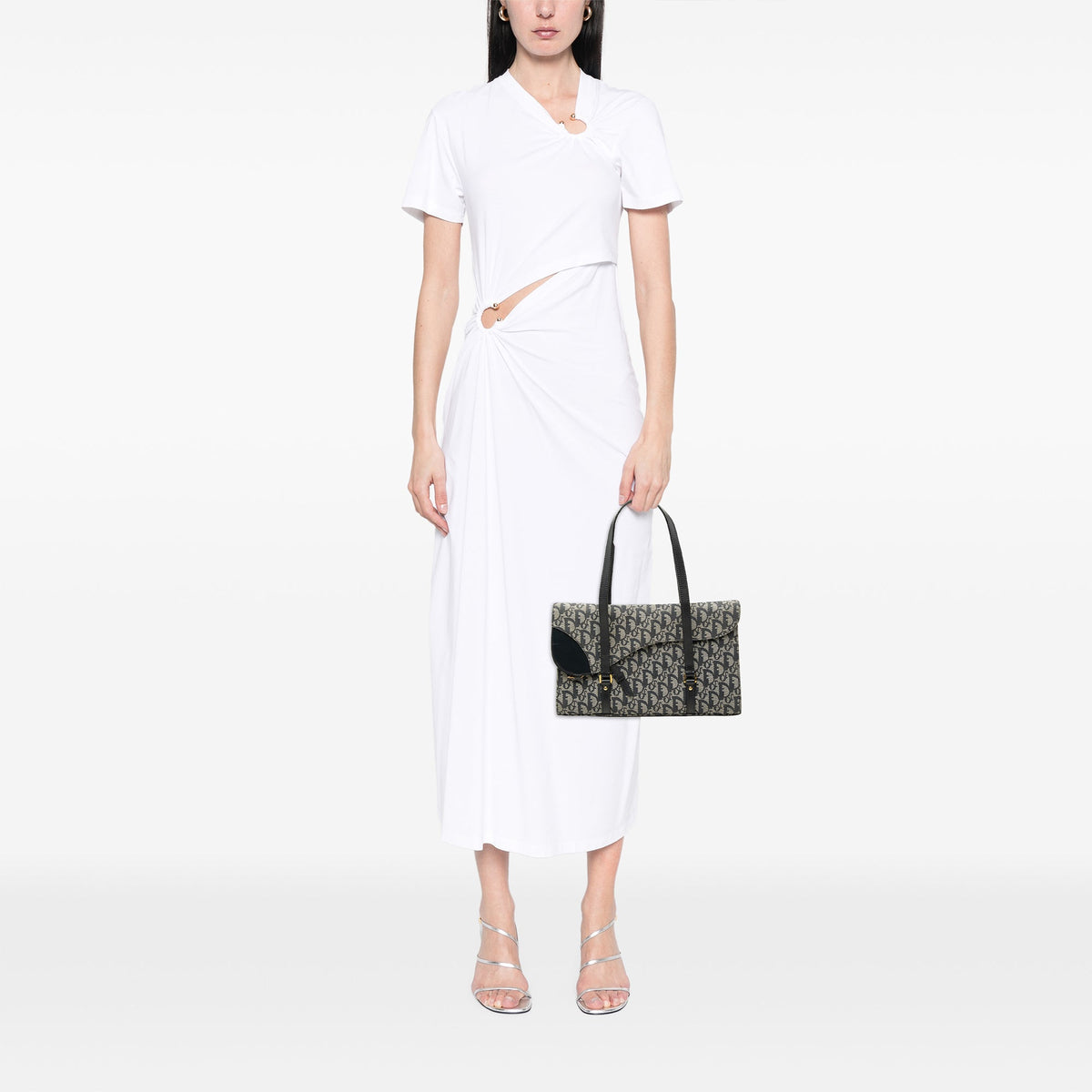 Dior Diorissimo Trotter Canvas Saddle Shoulder Bag — Blue