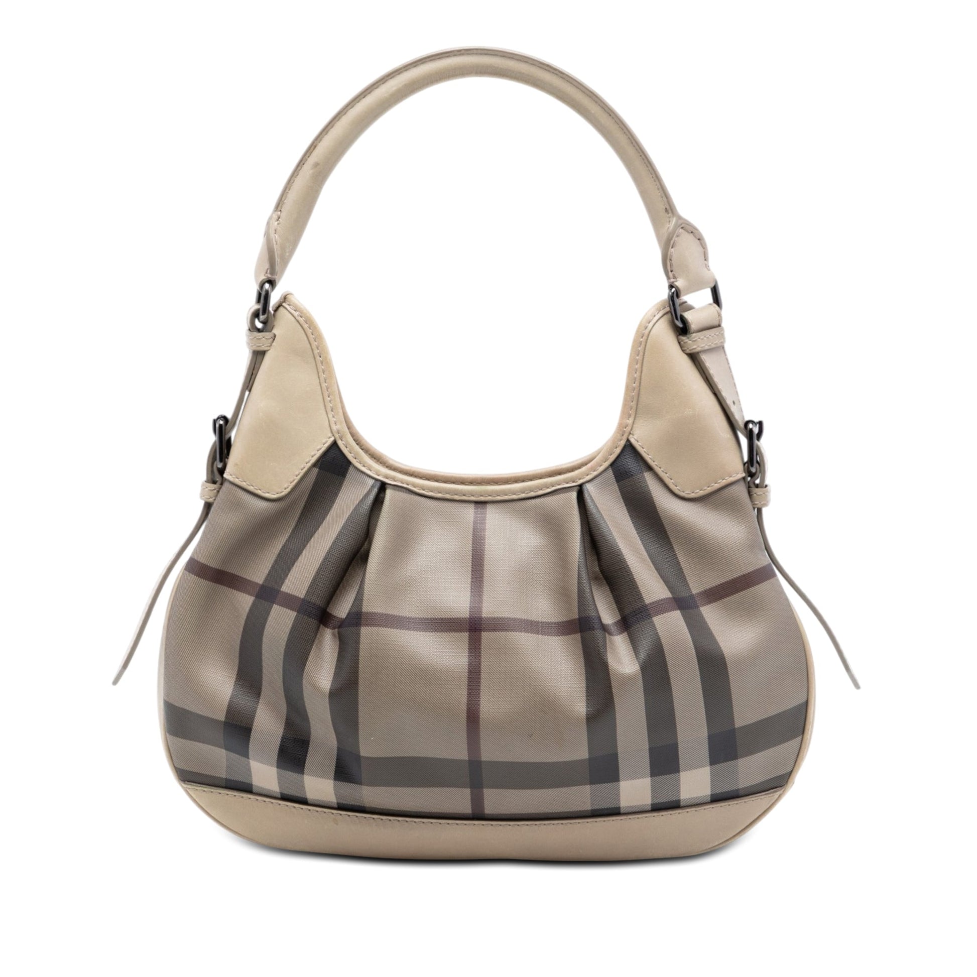 Burberry Smoke Check Coated Canvas Brooklyn Hobo