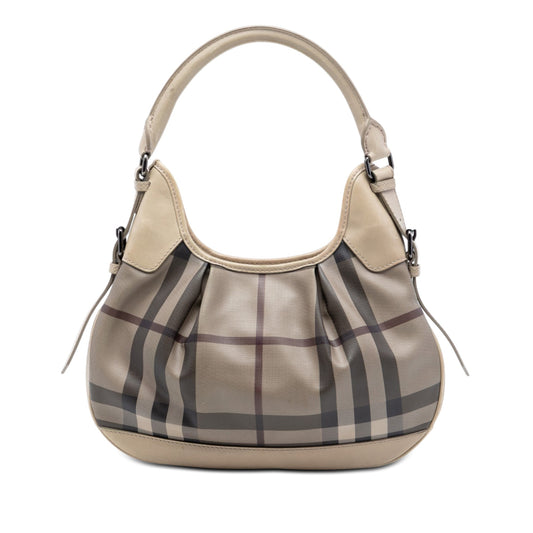 Burberry Smoke Check Coated Canvas Brooklyn Hobo