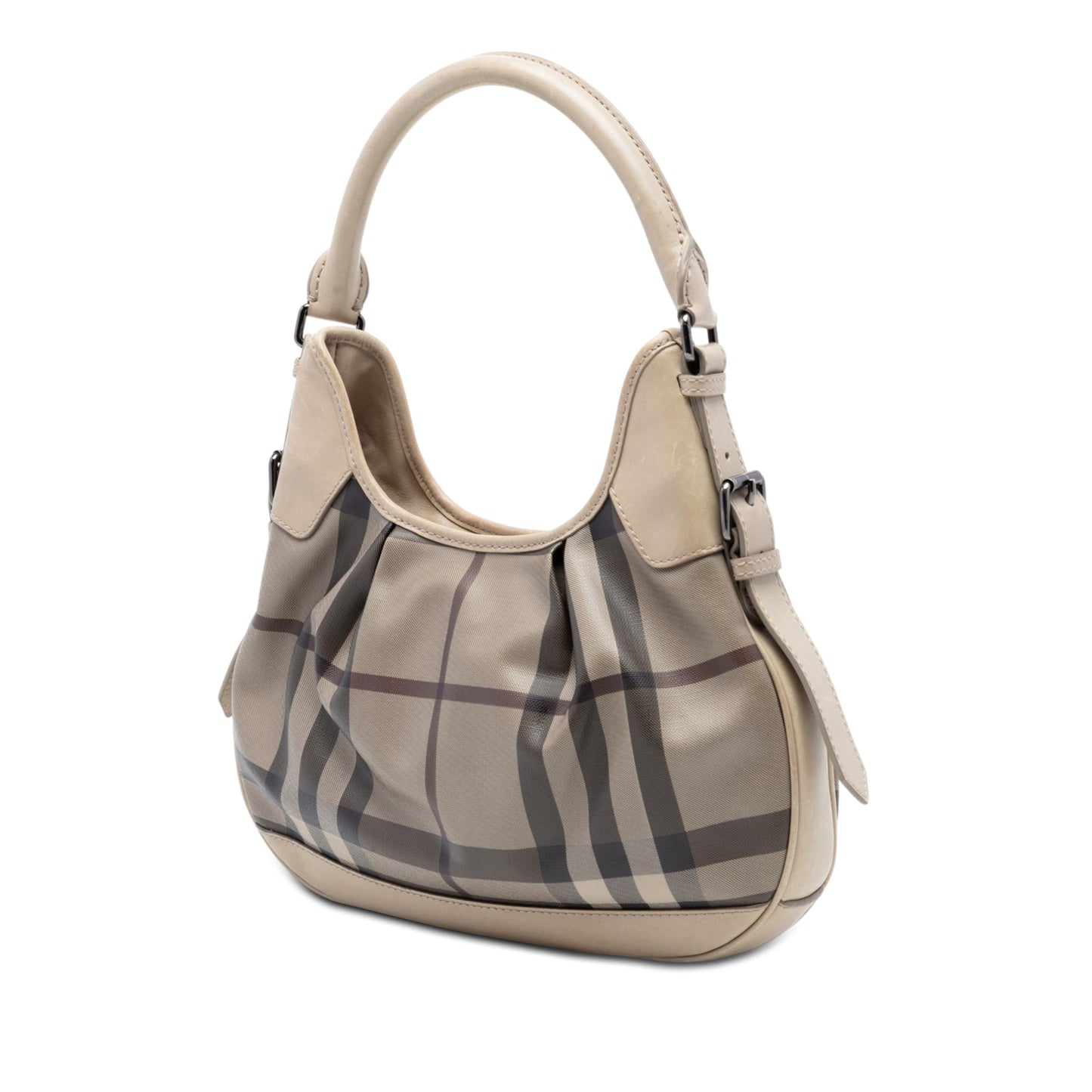 Burberry Smoke Check Coated Canvas Brooklyn Hobo