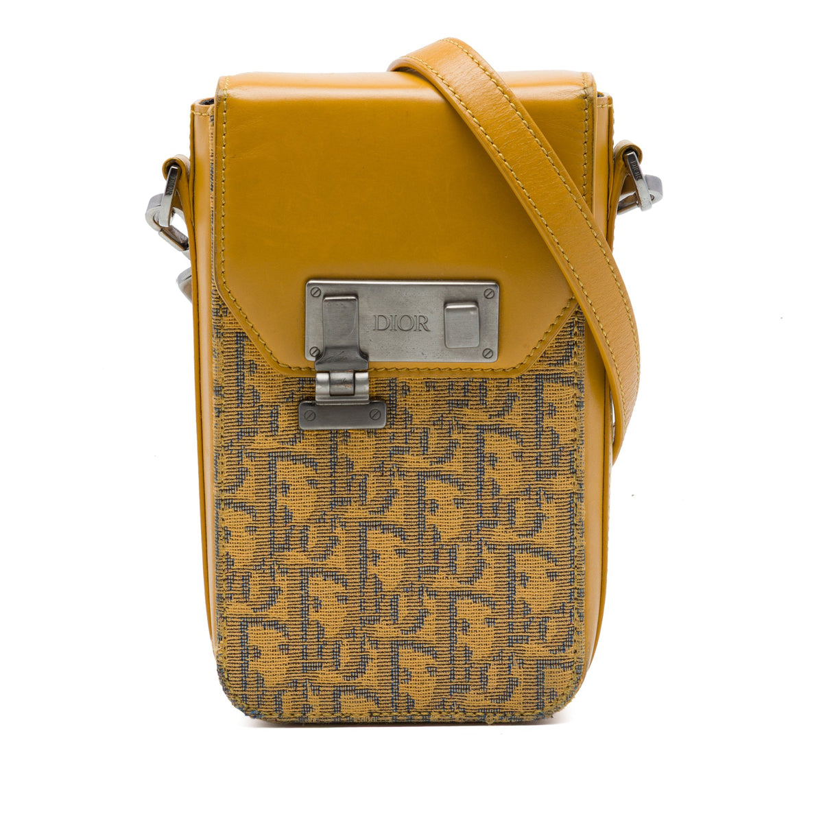 Dior Oblique Jacquard Lock Phone Holder Crossbody