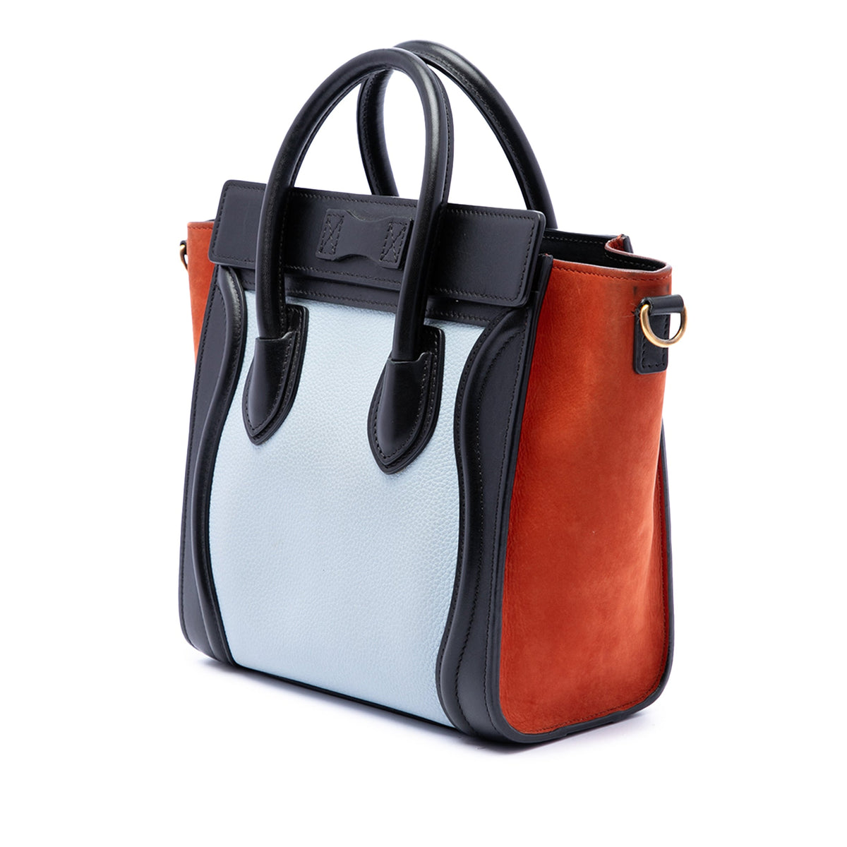 Celine Nano Tricolor Nubuck and Drummed Calfskin Luggage Tote