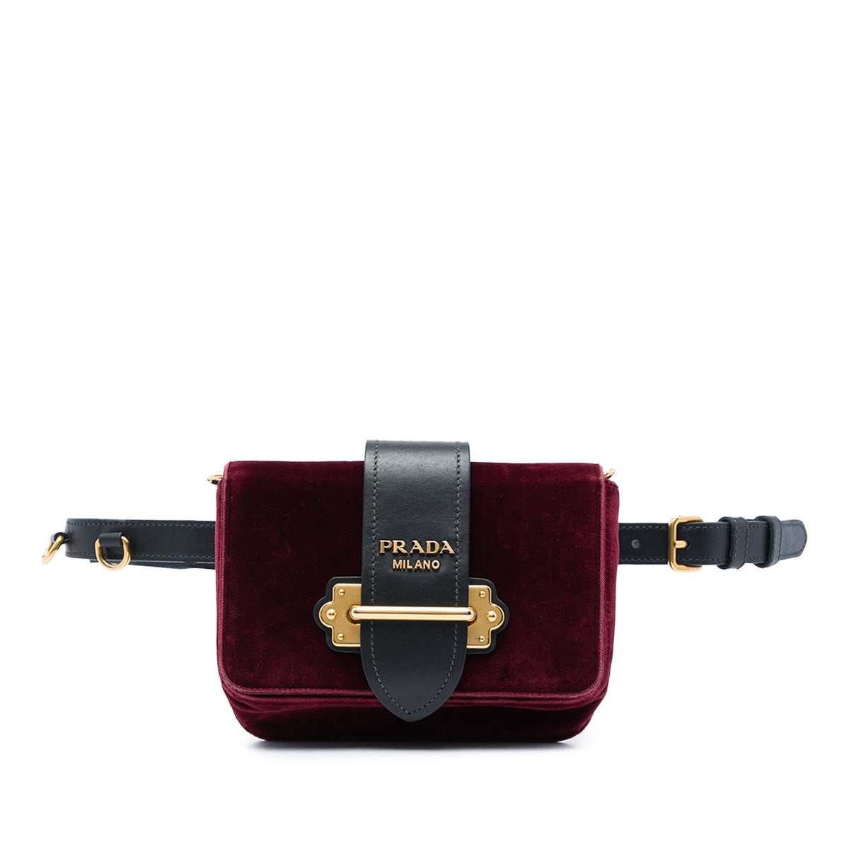 Prada Velvet Cahier Convertible Belt Bag — Red