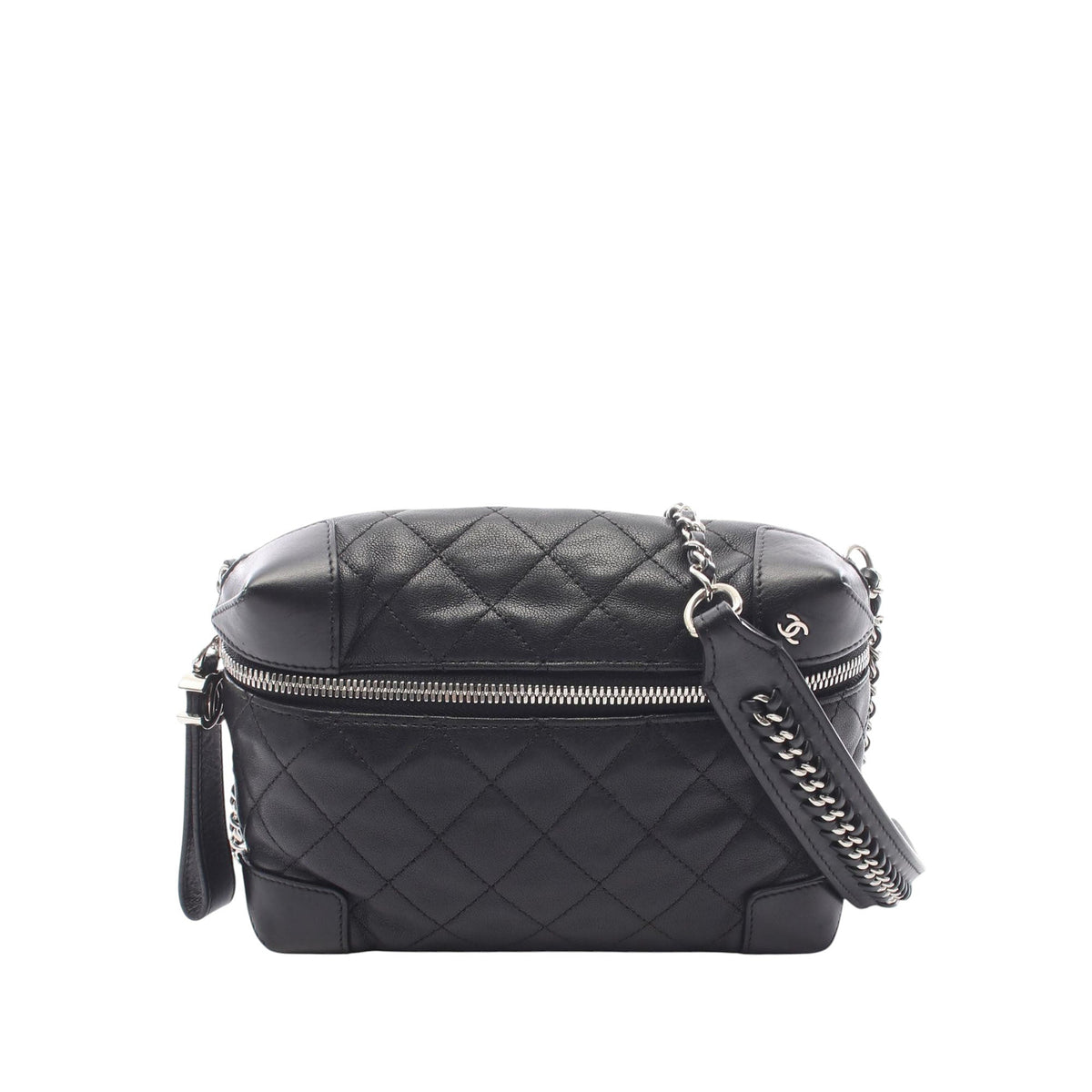 Chanel CC Quilted Lambskin Crossbody — Black