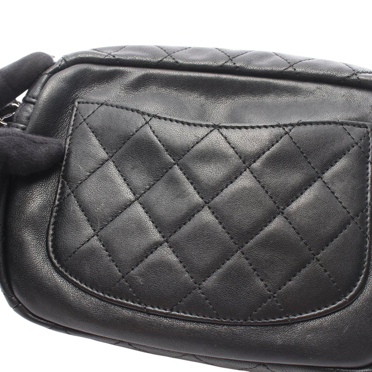 Chanel CC Quilted Lambskin Crossbody — Black