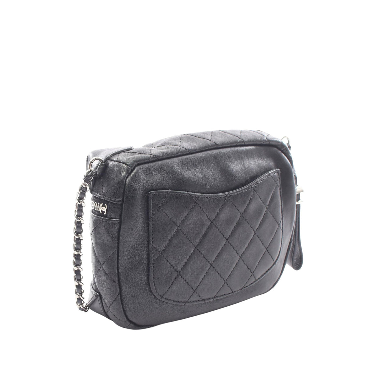 Chanel CC Quilted Lambskin Crossbody — Black