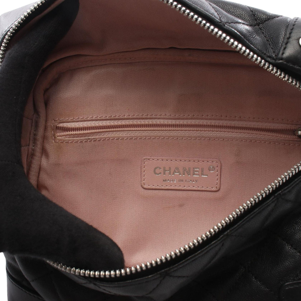 Chanel CC Quilted Lambskin Crossbody — Black