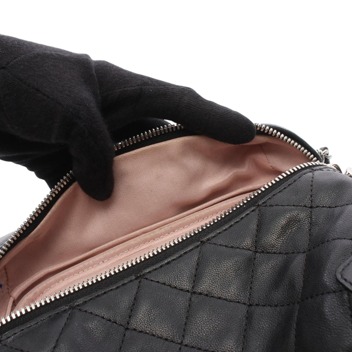 Chanel CC Quilted Lambskin Crossbody — Black