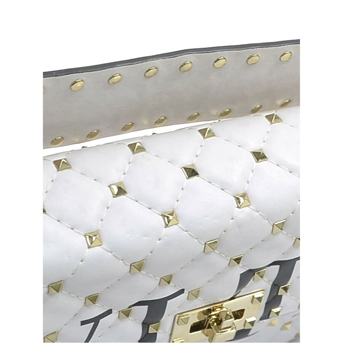 Valentino Medium Lambskin VLTN Rockstud Spike Satchel — White