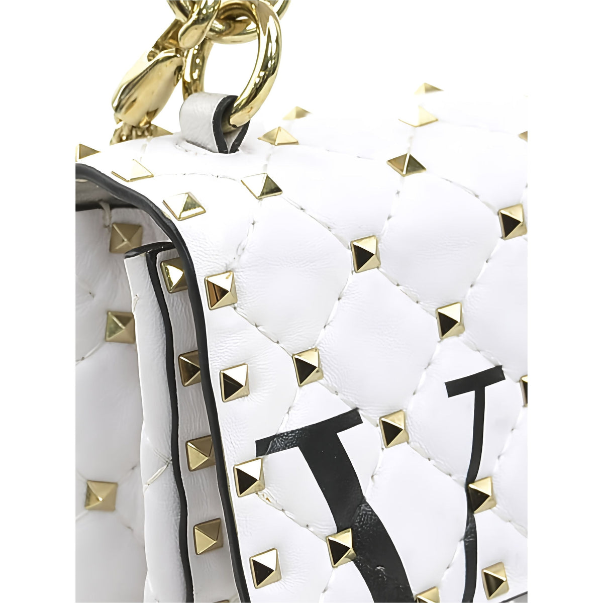 Valentino Medium Lambskin VLTN Rockstud Spike Satchel — White