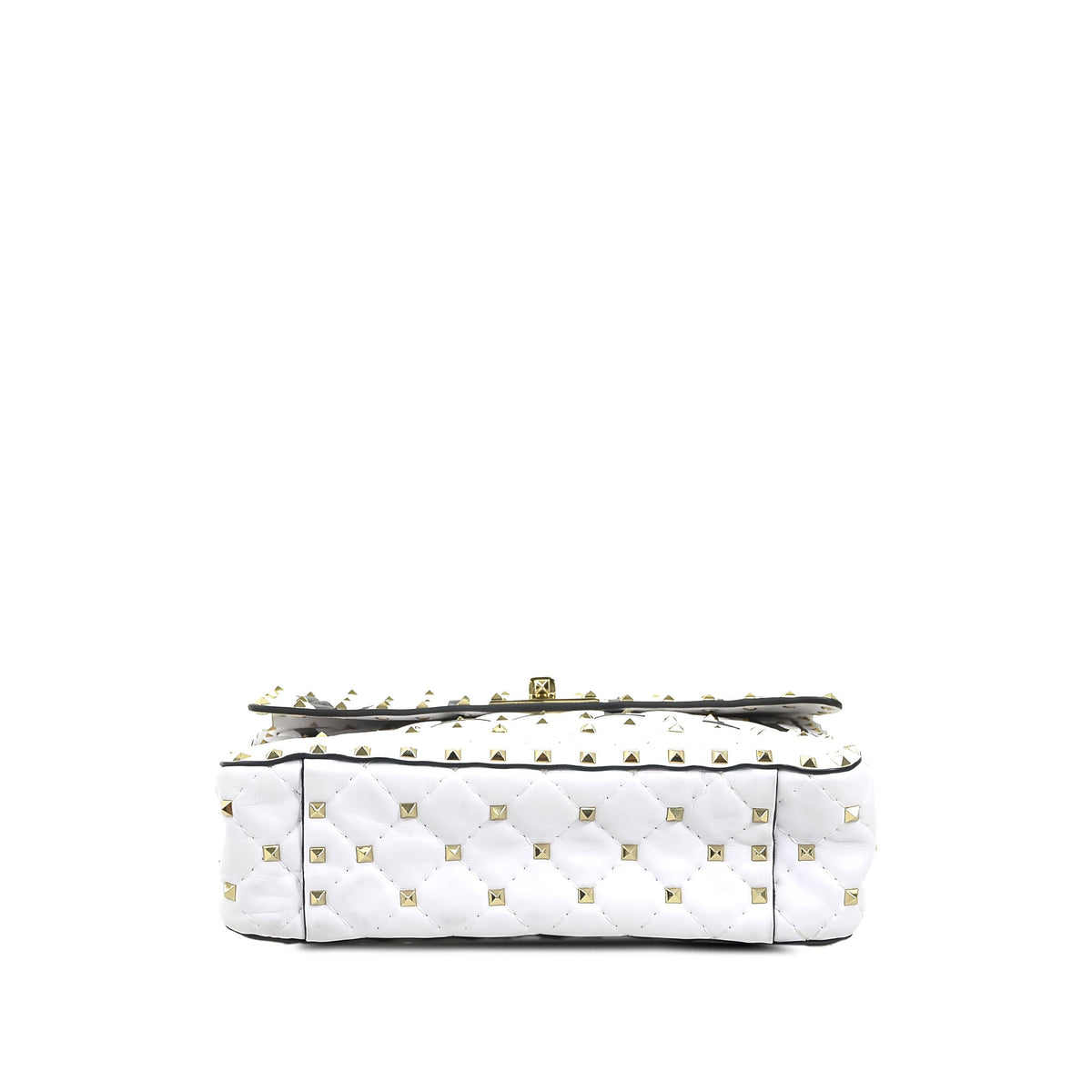 Valentino Medium Lambskin VLTN Rockstud Spike Satchel — White