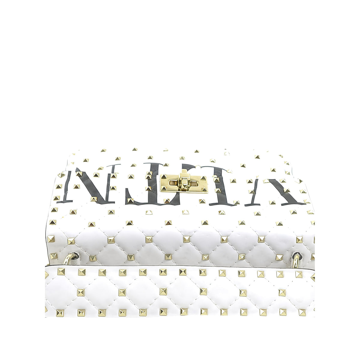 Valentino Medium Lambskin VLTN Rockstud Spike Satchel — White